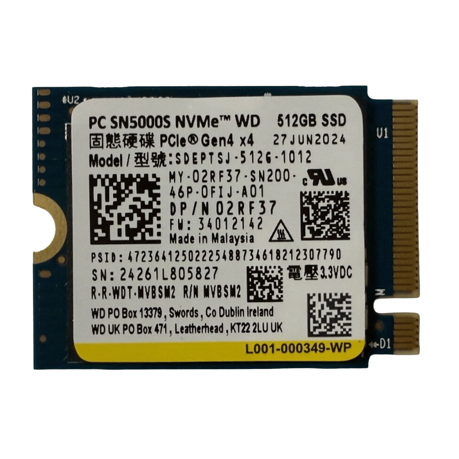 Wester Digital WD PC SN5000S 512GB 2230 M.2 NVMe SSD - OEM [KUTUSUZ]
