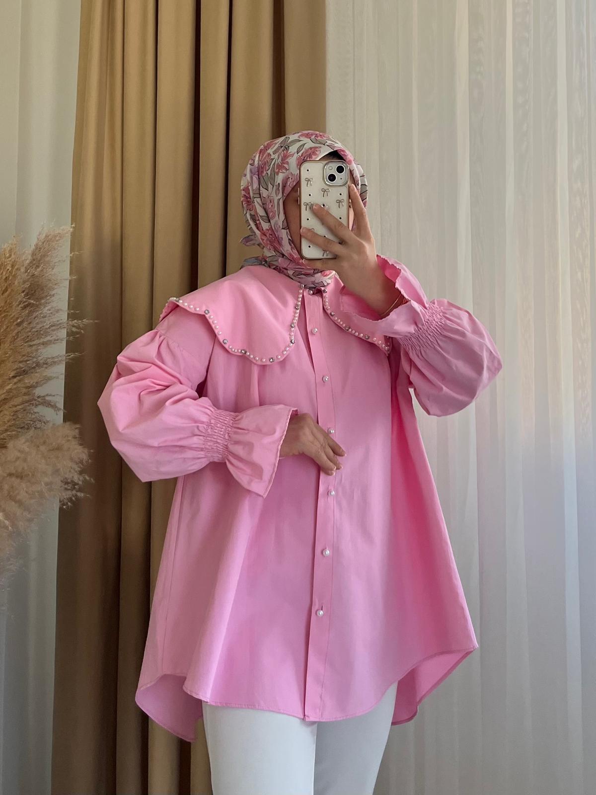 Elsa İncili Gömlek / Pembe