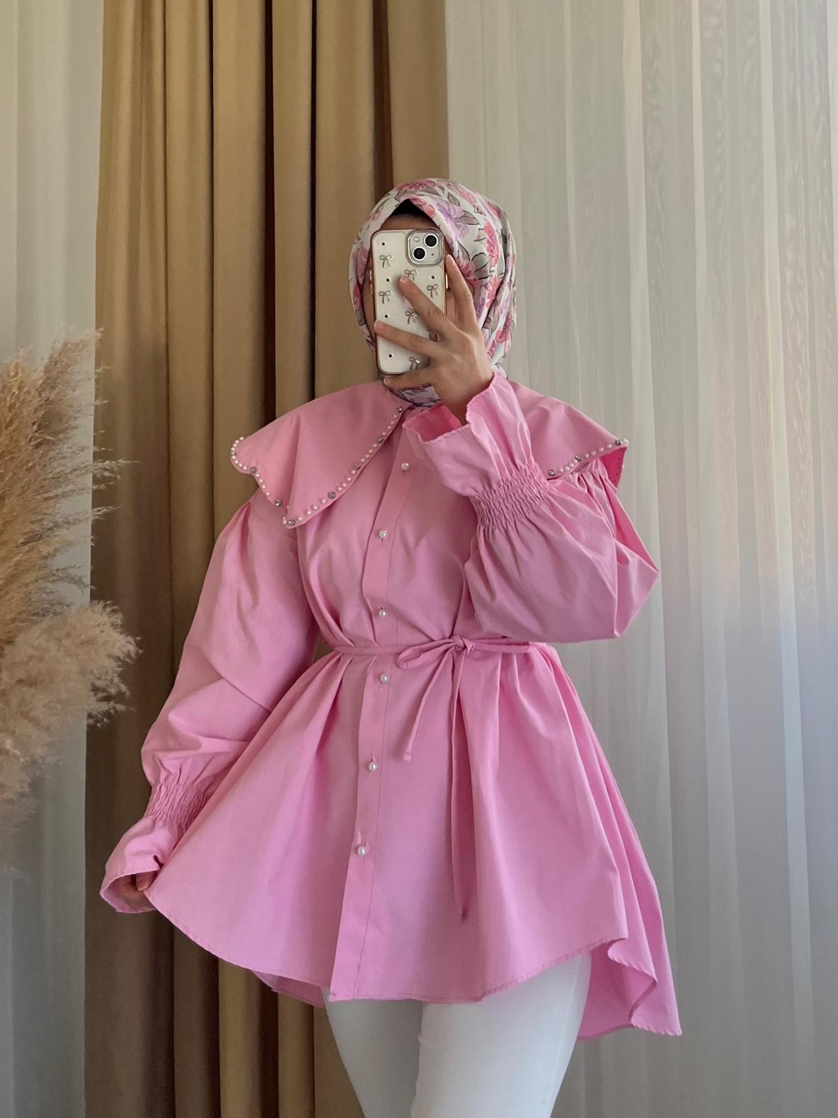 Elsa İncili Gömlek / Pembe