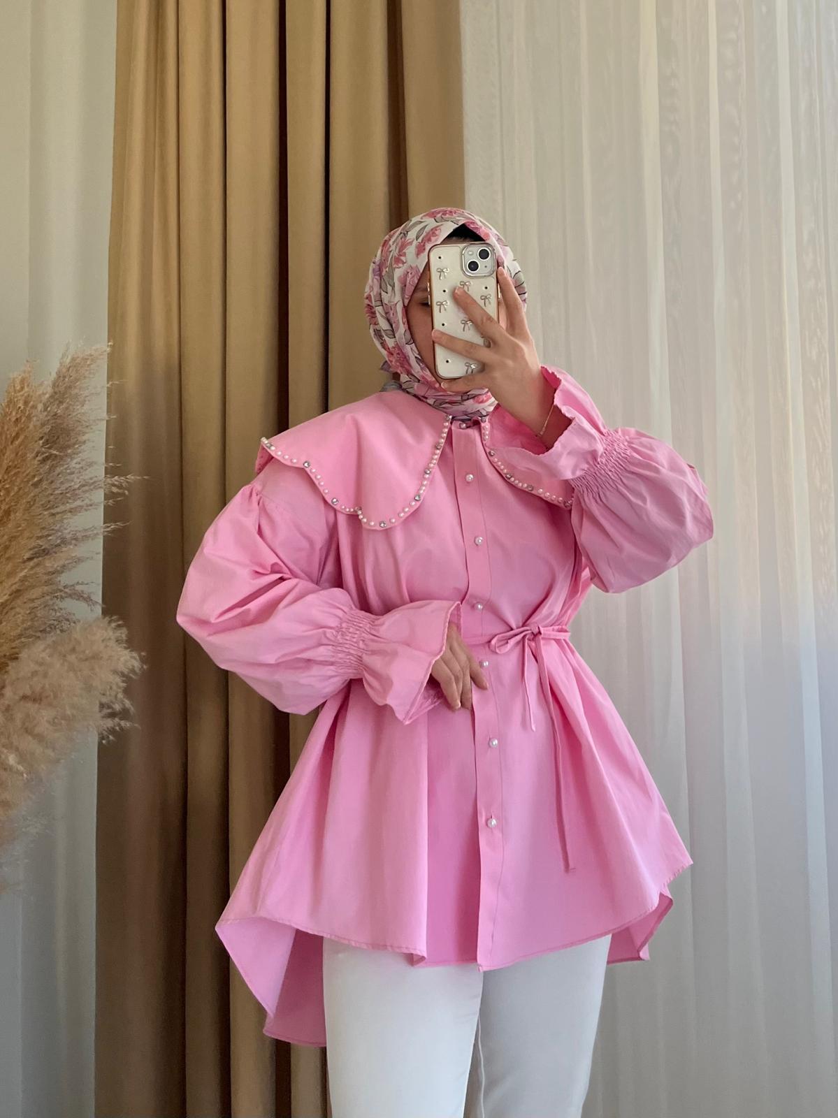 Elsa İncili Gömlek / Pembe