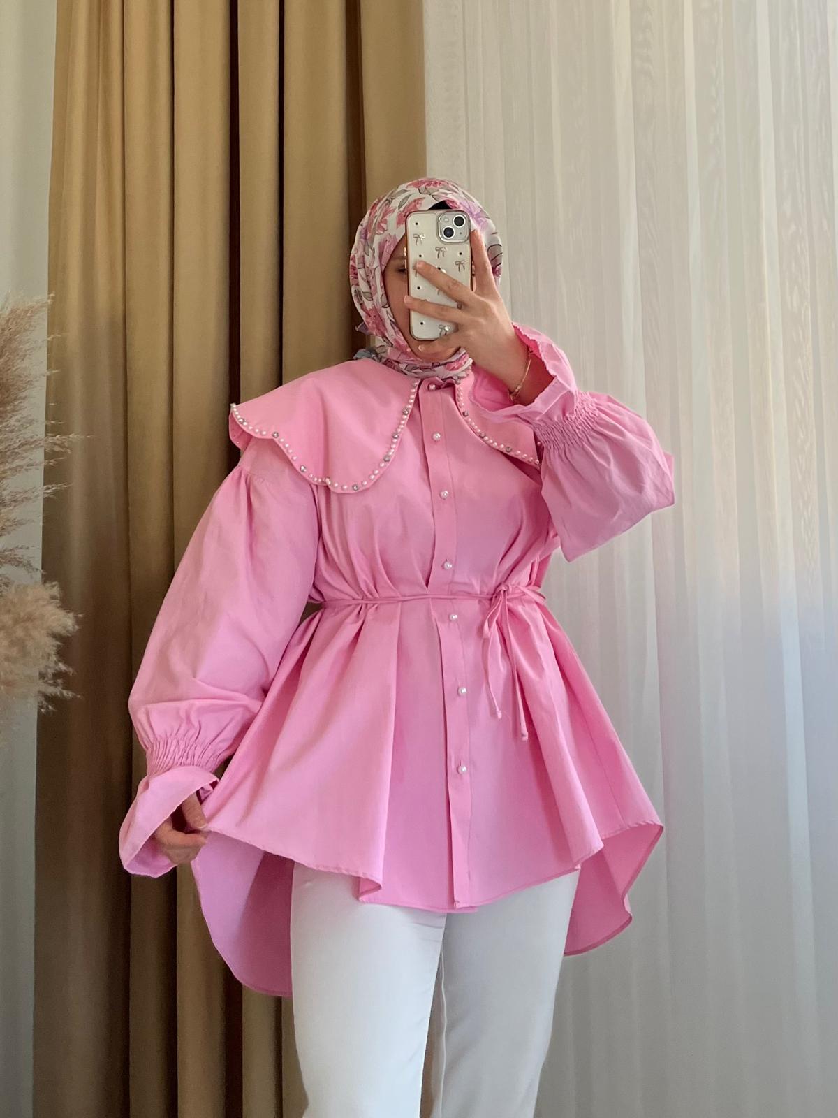 Elsa İncili Gömlek / Pembe