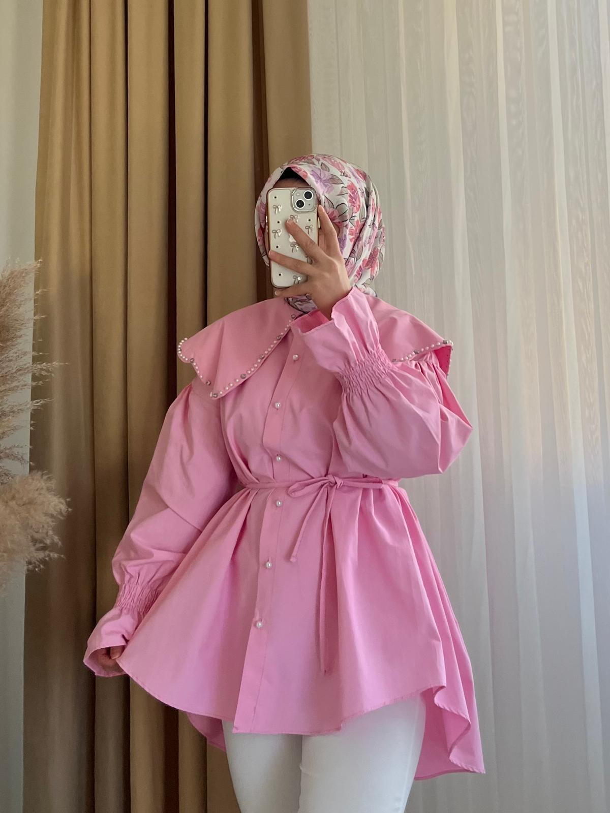 Elsa İncili Gömlek / Pembe