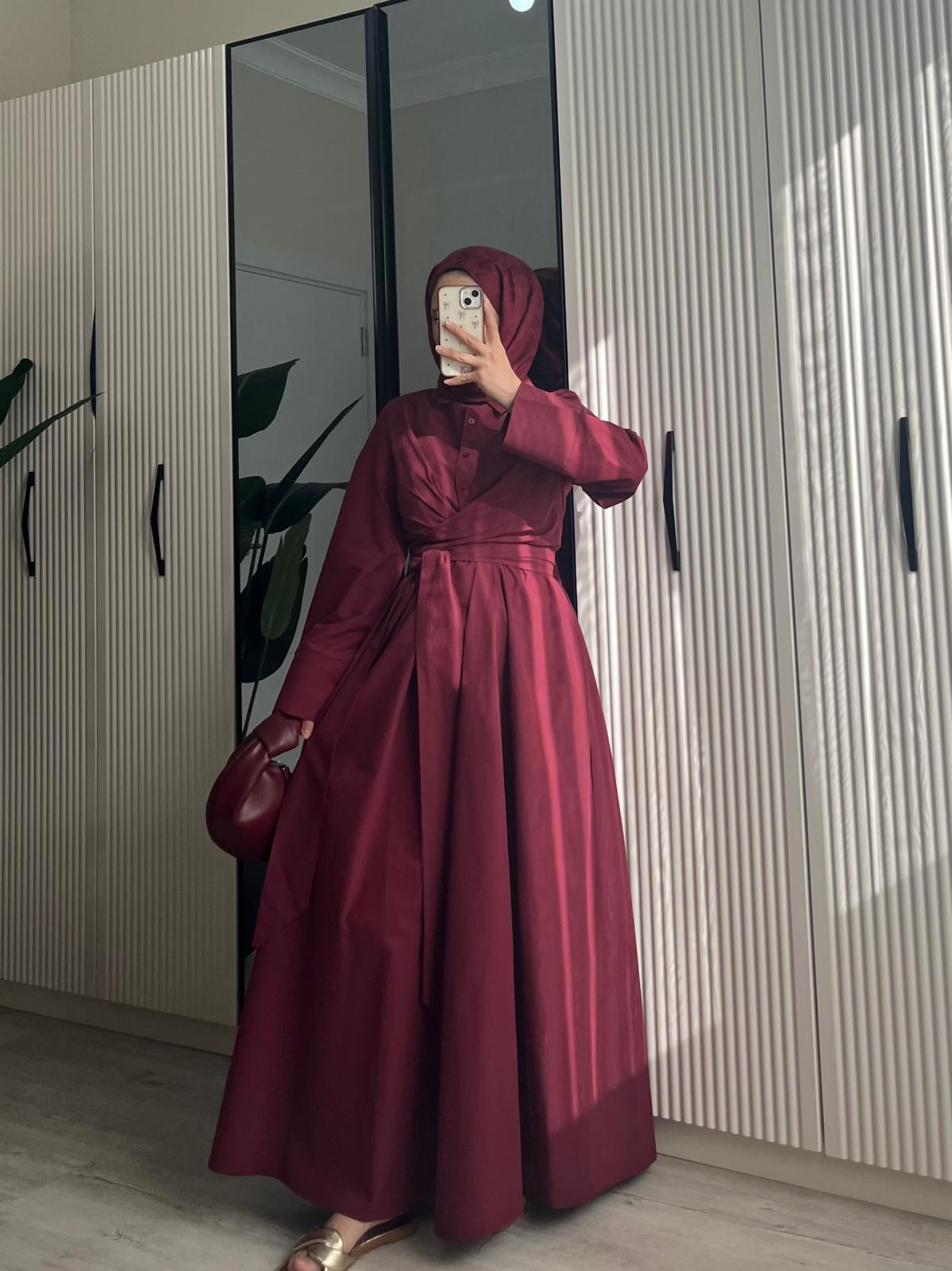Katy Belden Bağlamalı Elbise Bordo