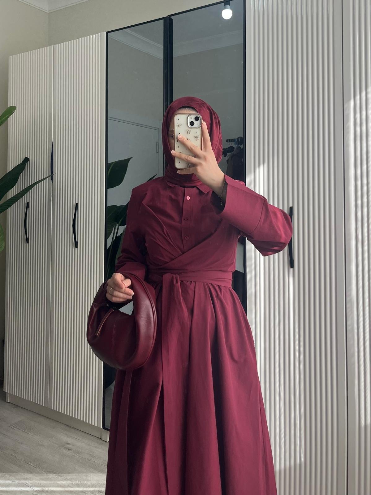 Katy Belden Bağlamalı Elbise Bordo