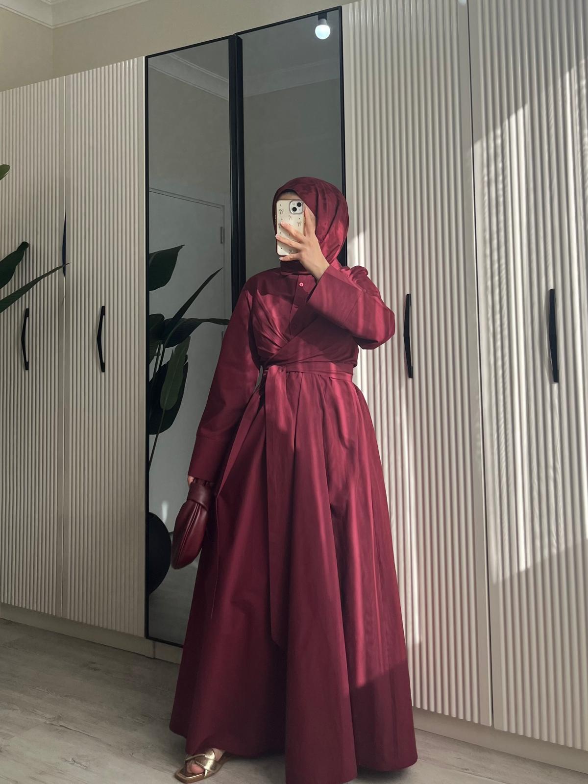 Katy Belden Bağlamalı Elbise Bordo