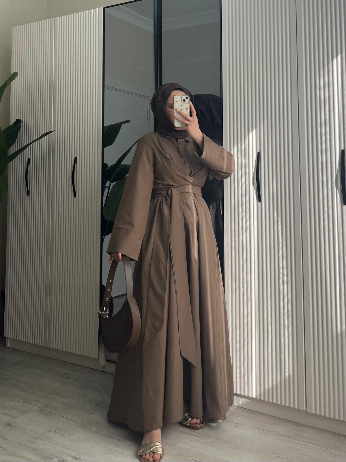 Katy Belden Bağlamalı Elbise Kahve