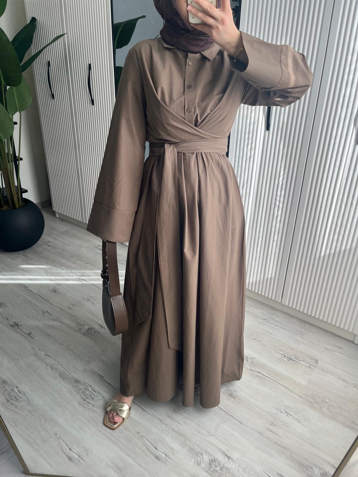 Katy Belden Bağlamalı Elbise Kahve