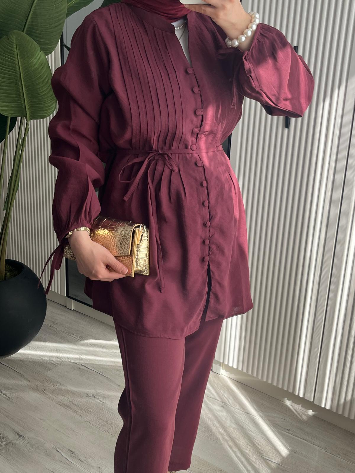 Nervürlü Takım Bordo