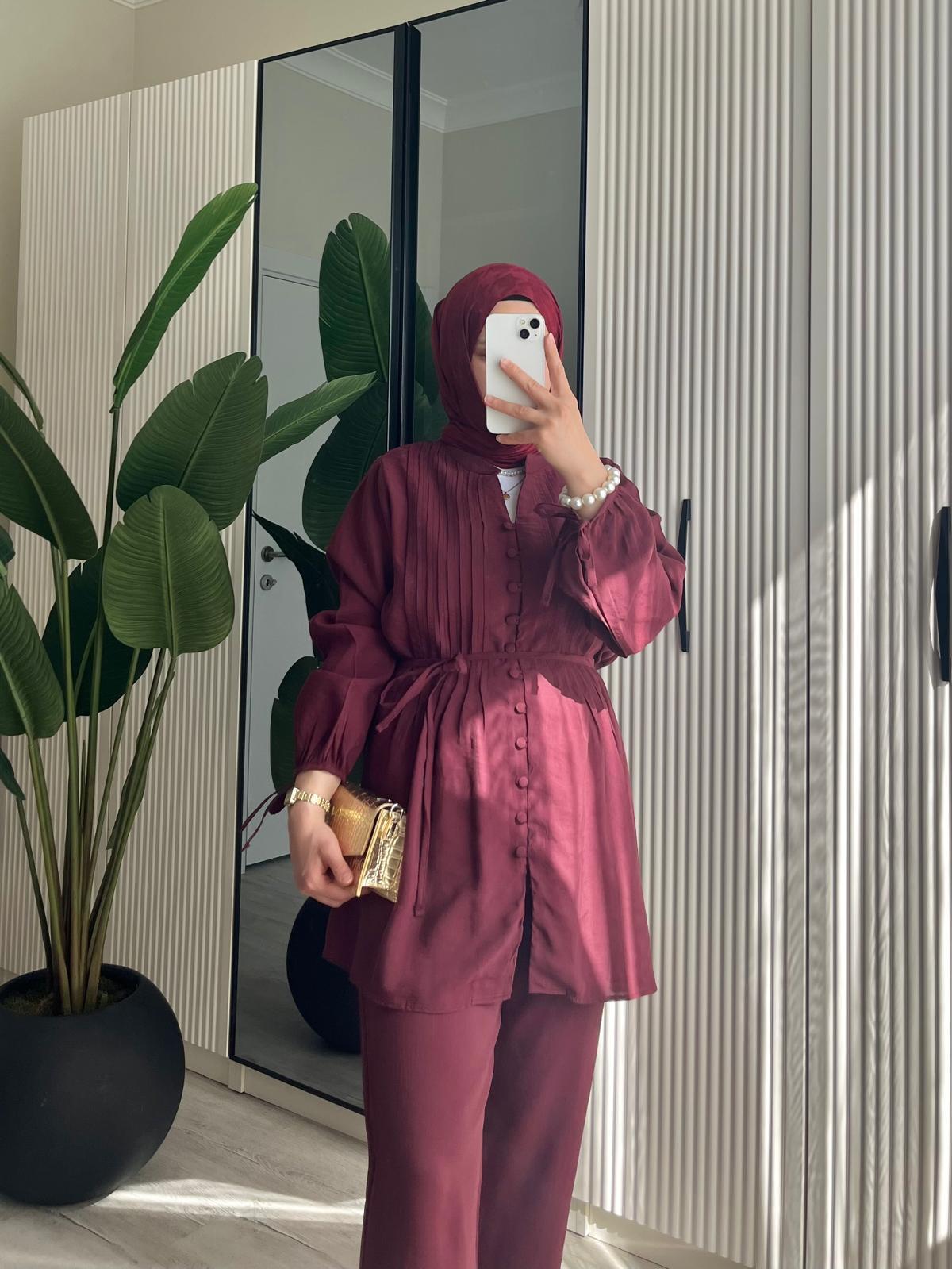 Nervürlü Takım Bordo