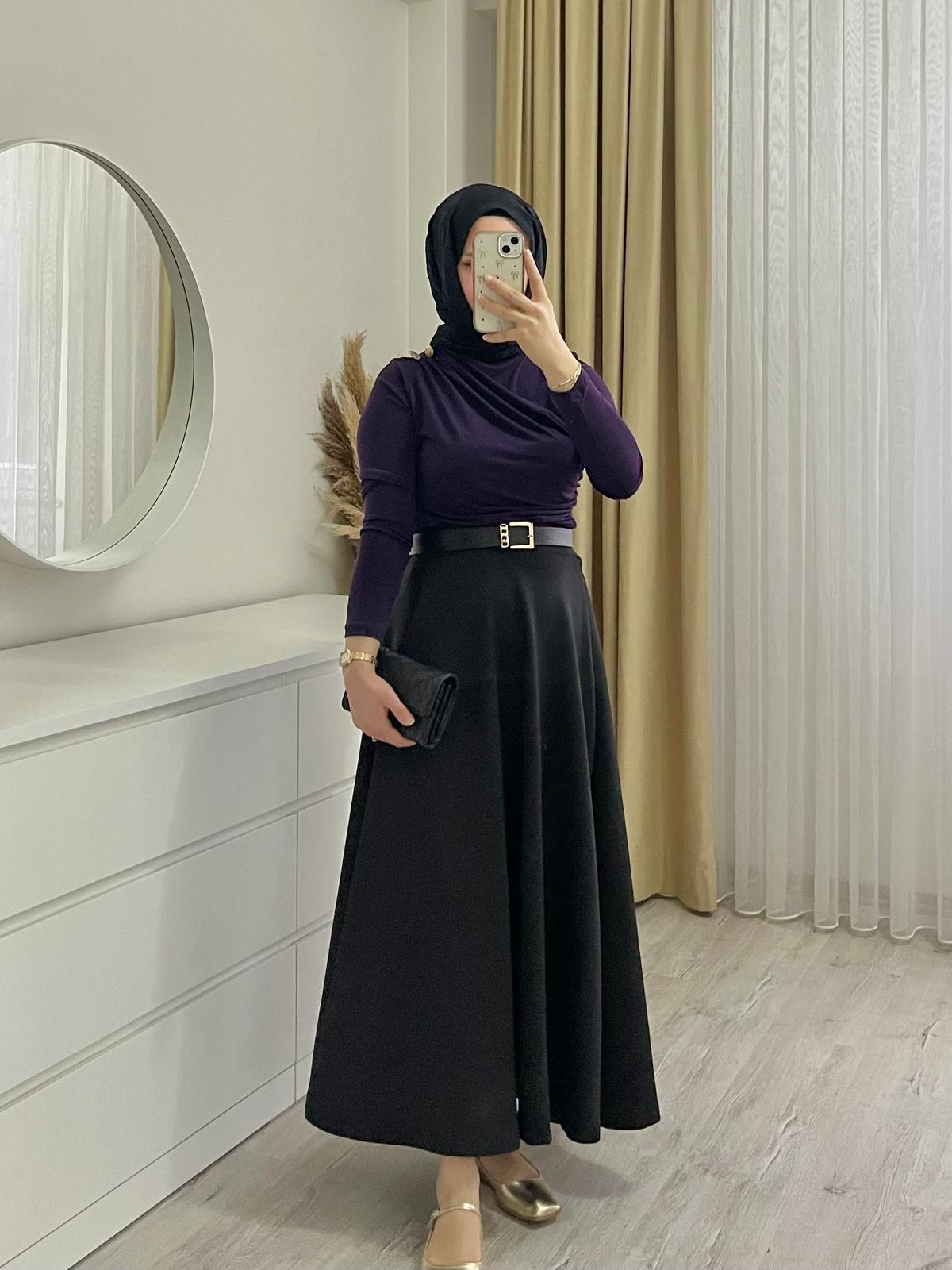 Omzu Düğme Detaylı Bluz / Mürdüm