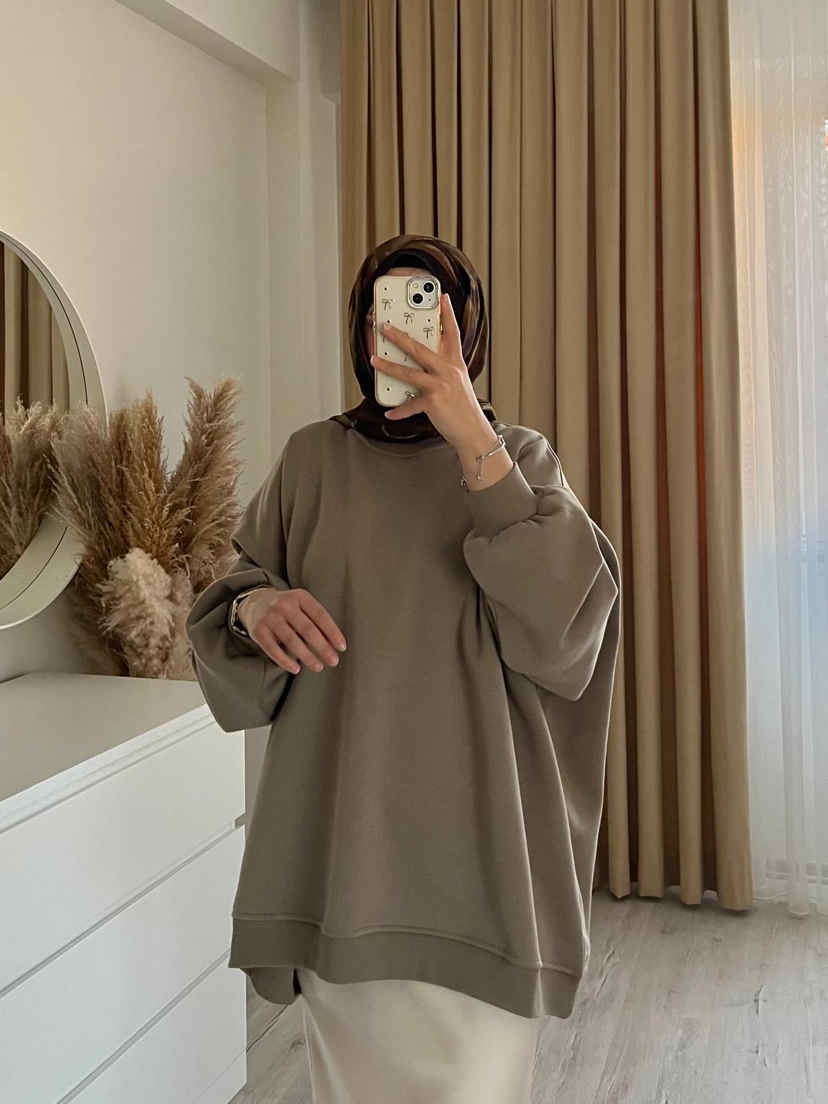 Oversize 3 İplik Sweatshirt / HAKİ