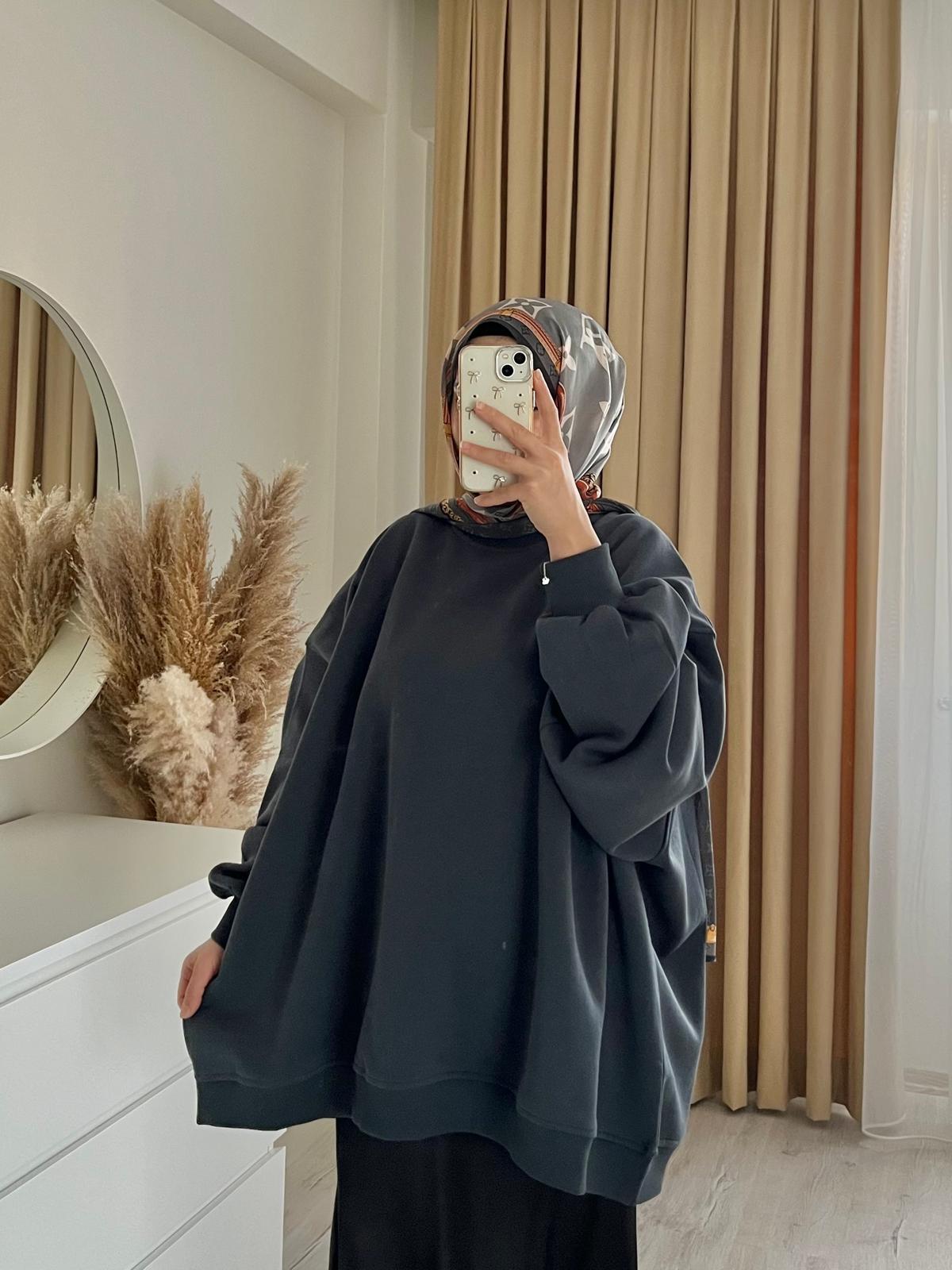 Oversize 3 İplik Sweatshirt/FÜME