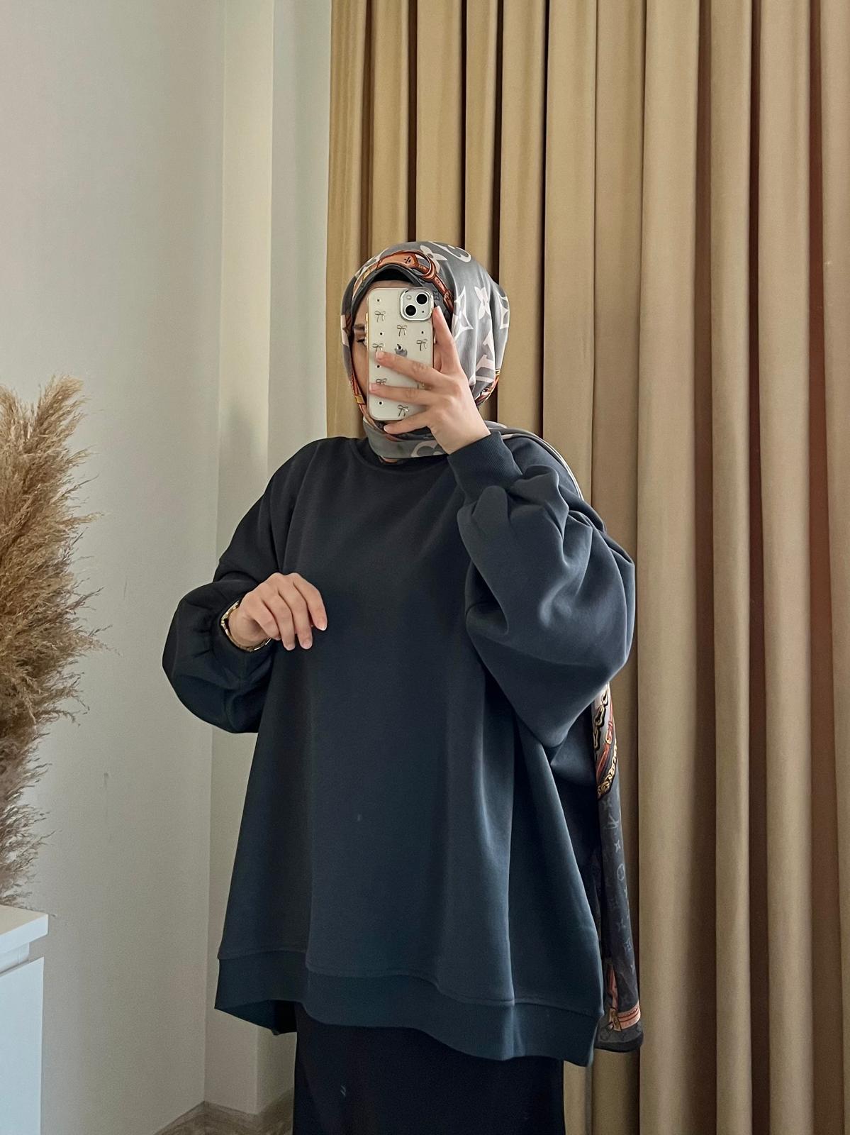 Oversize 3 İplik Sweatshirt/FÜME
