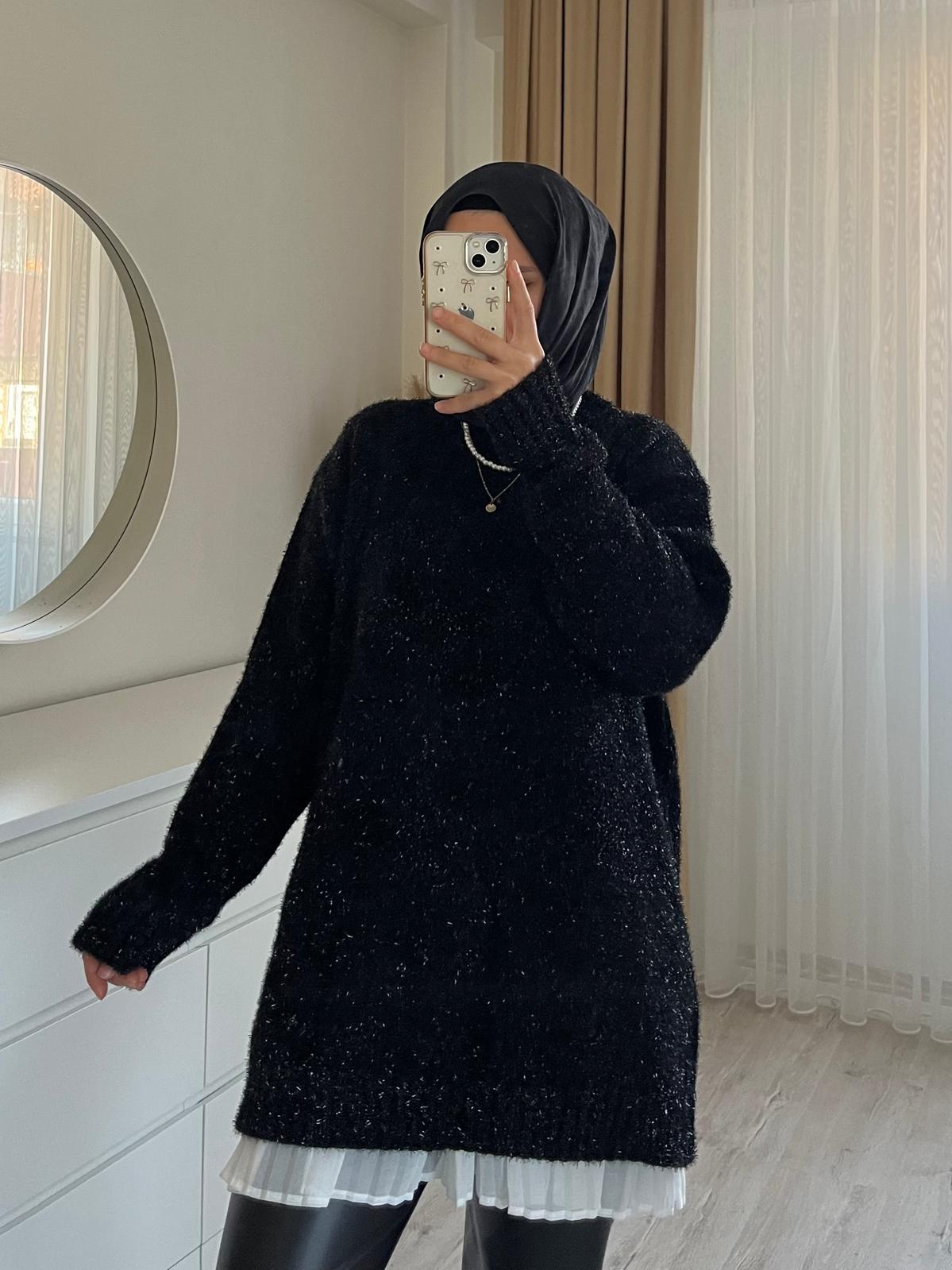 SİYAH SİMLİ KAZAK