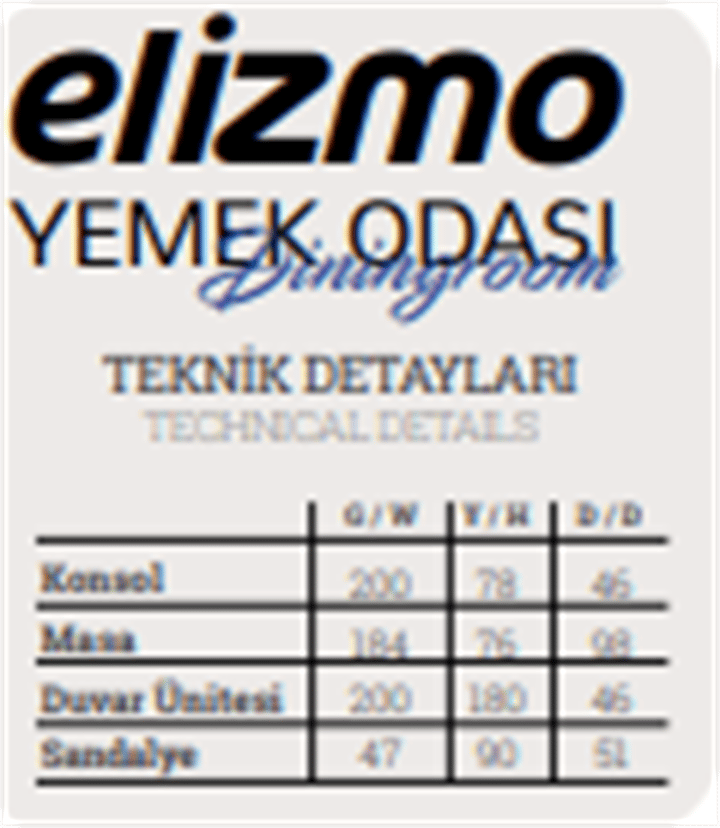 Dekorbizden Elizmo Yemek Odası Masa