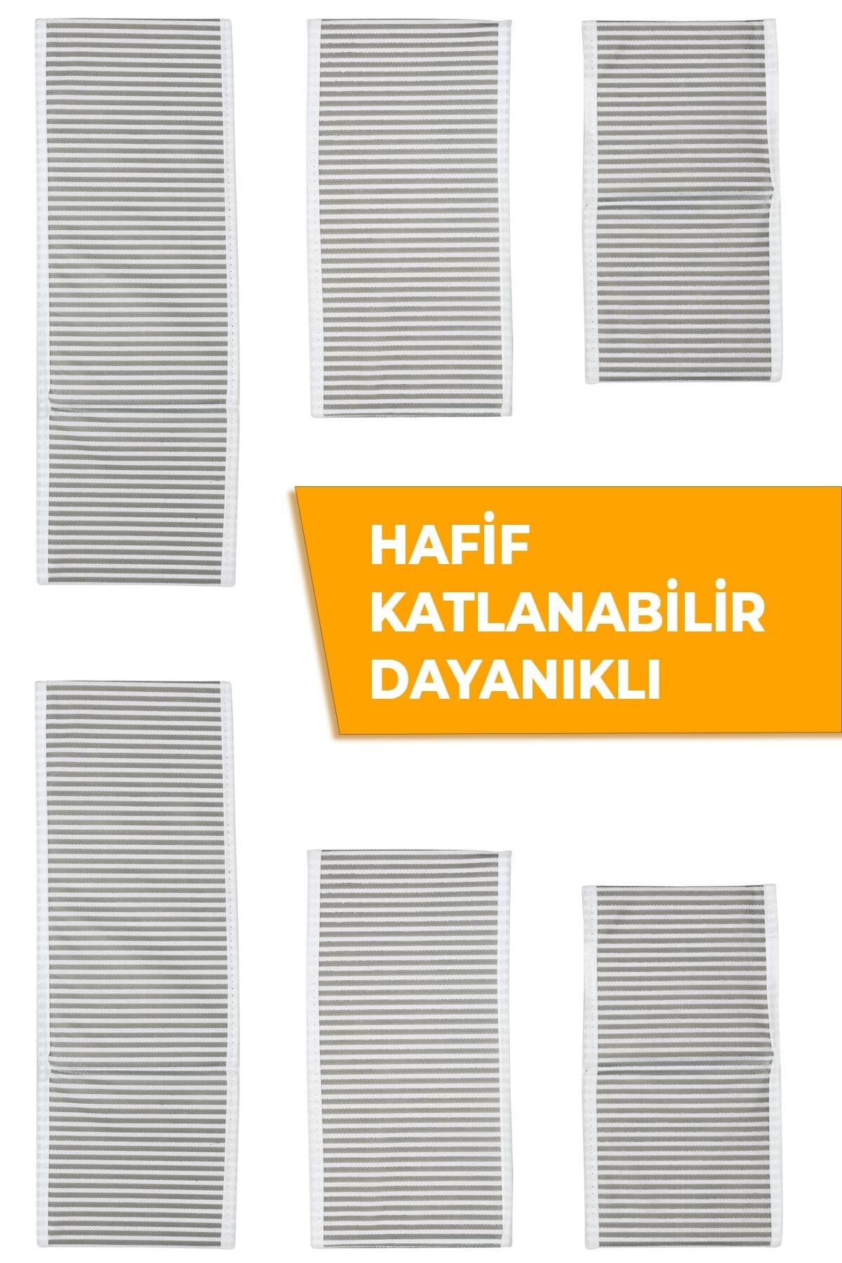 6 Lı Çekmece Düzenleyici Gri Gri Çizgili