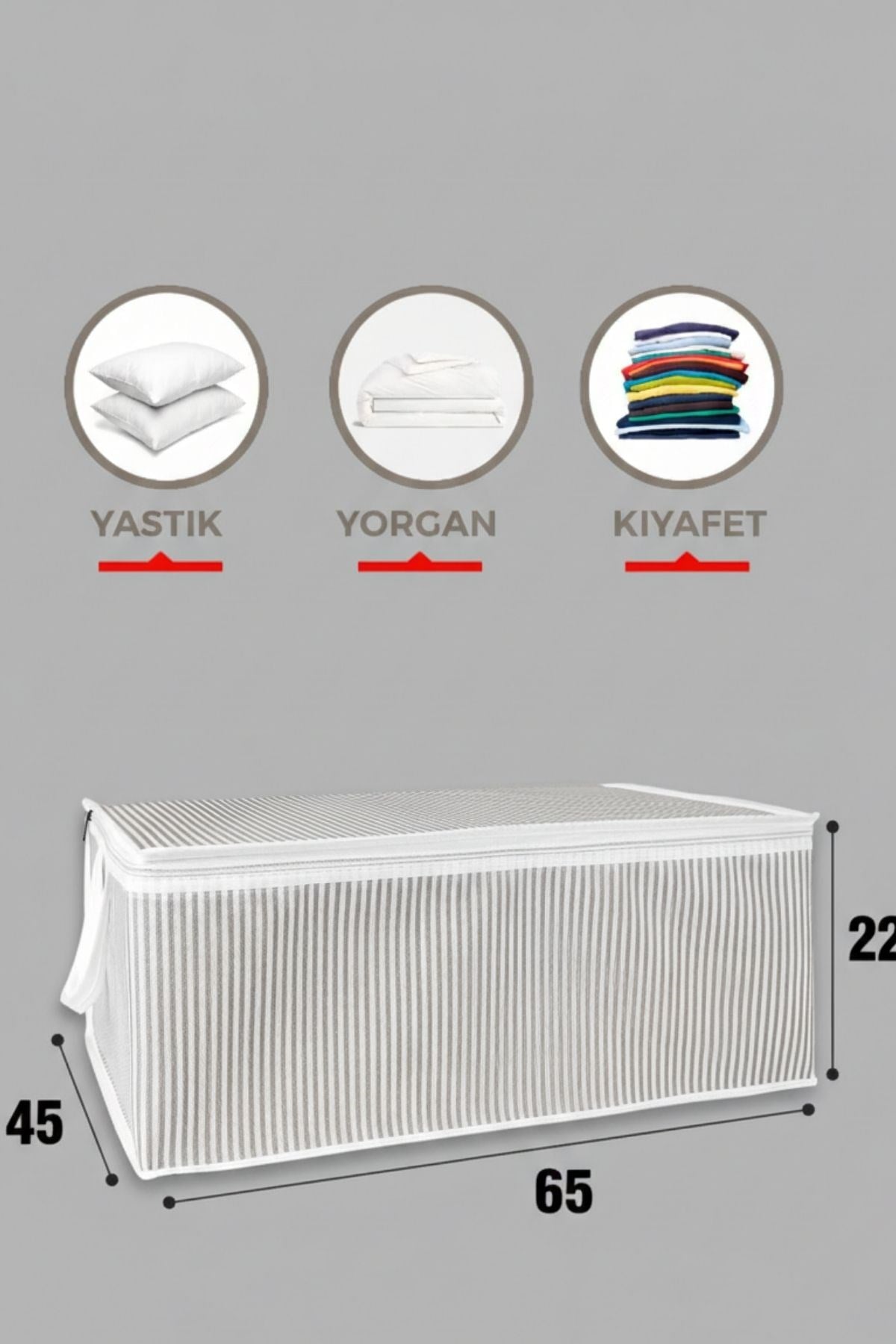 Baza Hurç Gri Gri Çizgili