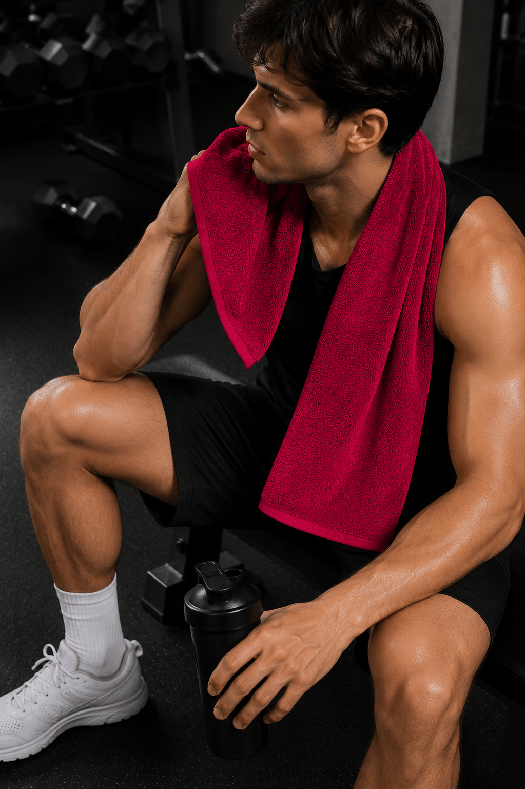 Kırmızı Spor Fitness Antrenman Havlusu 50x90 CM Kırmızı