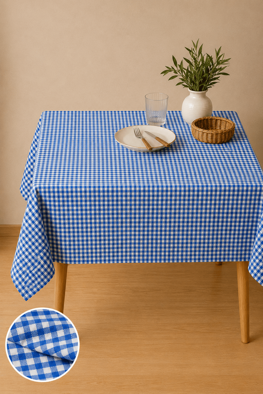 Mavi Piknik Bahçe Balkon Masa Örtüsü 160 x 160 Mavi