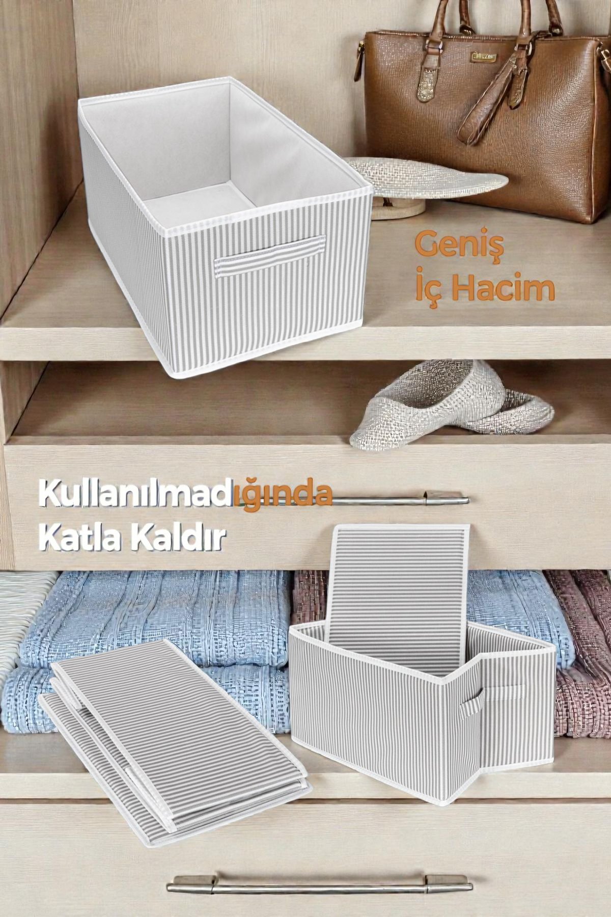 Pantolon Organizer Gri Çizgili Gri Çizgili