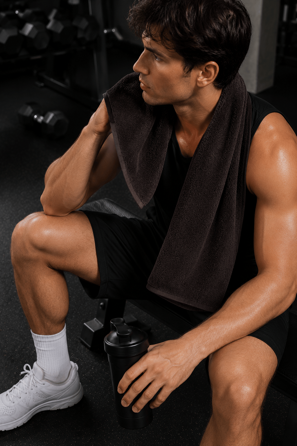 Siyah Spor Fitness Antrenman Havlusu 50x90 CM Siyah