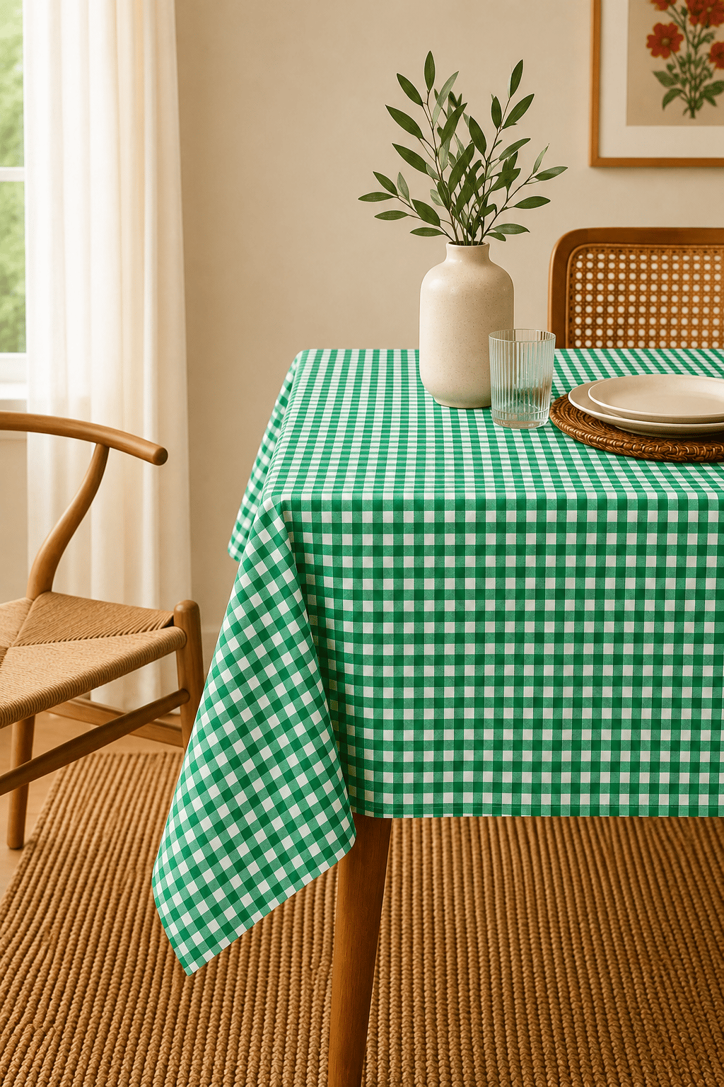 Yeşil Piknik Bahçe Balkon Masa Örtüsü 160 x 160 Yeşil