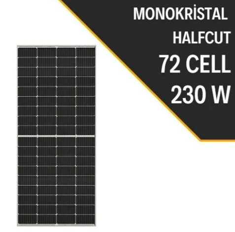 LEXRON 230W HALF CUT MONOKRİSTAL GÜNEŞ PANELİ