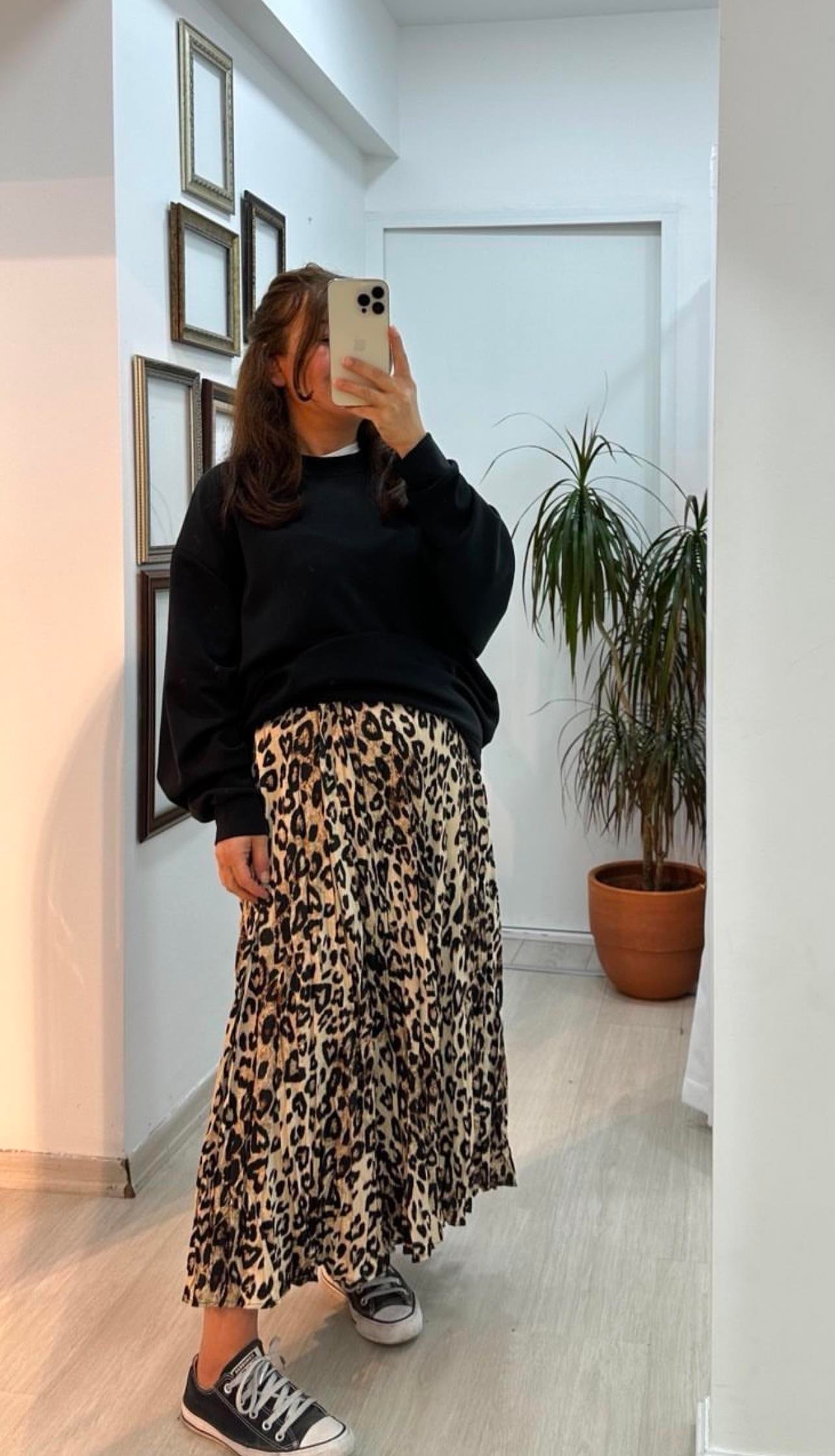BELİ LASTİKLİ LEOPAR DESENLİ ETEKEtek01-EK00016