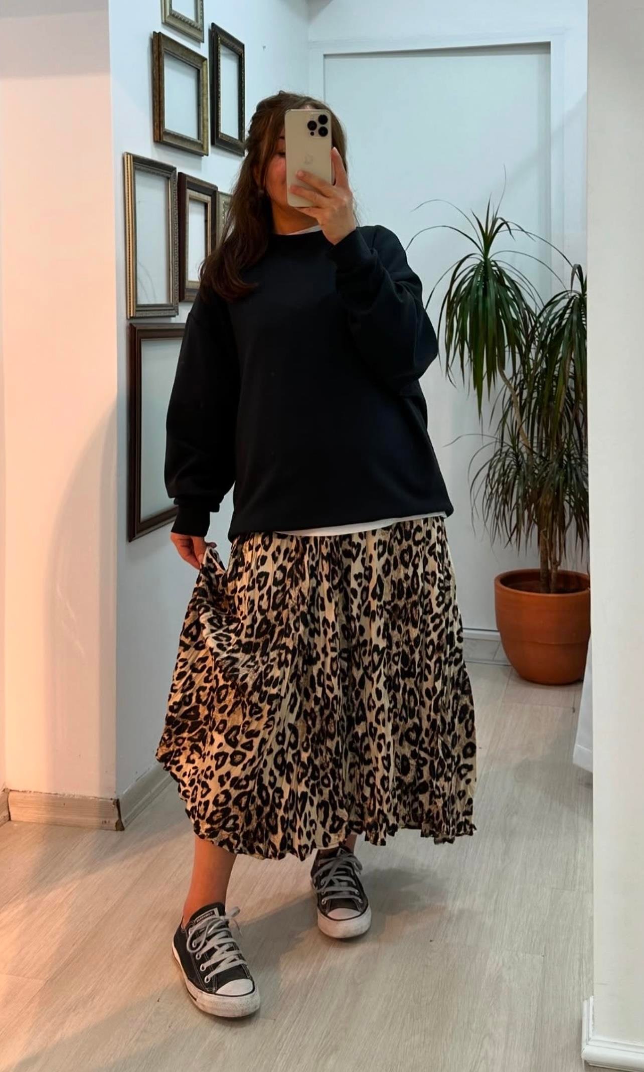 BELİ LASTİKLİ LEOPAR DESENLİ ETEKEtek01-EK00016