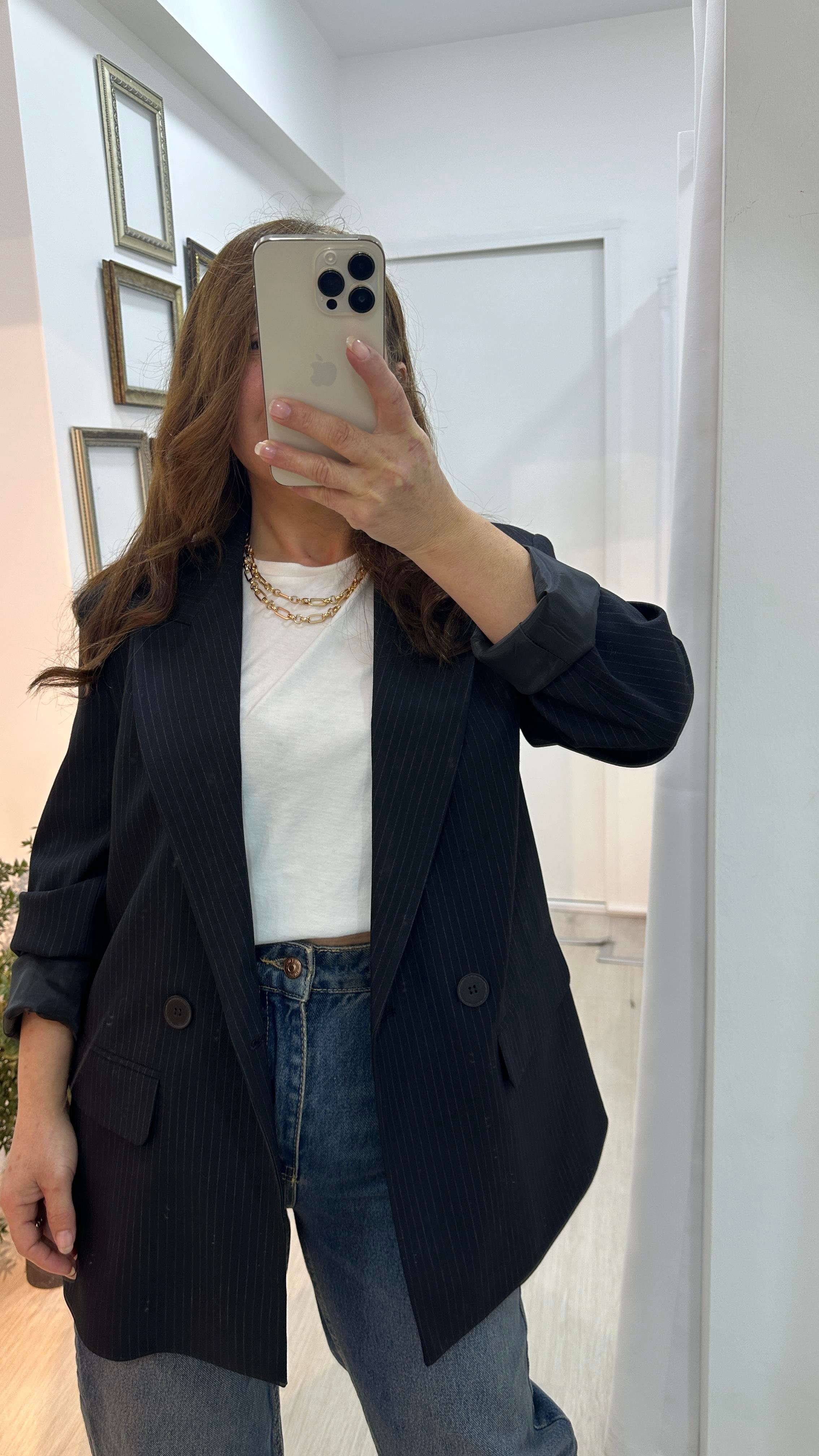 Çizgili Blazer CeketCeket03-CK0010