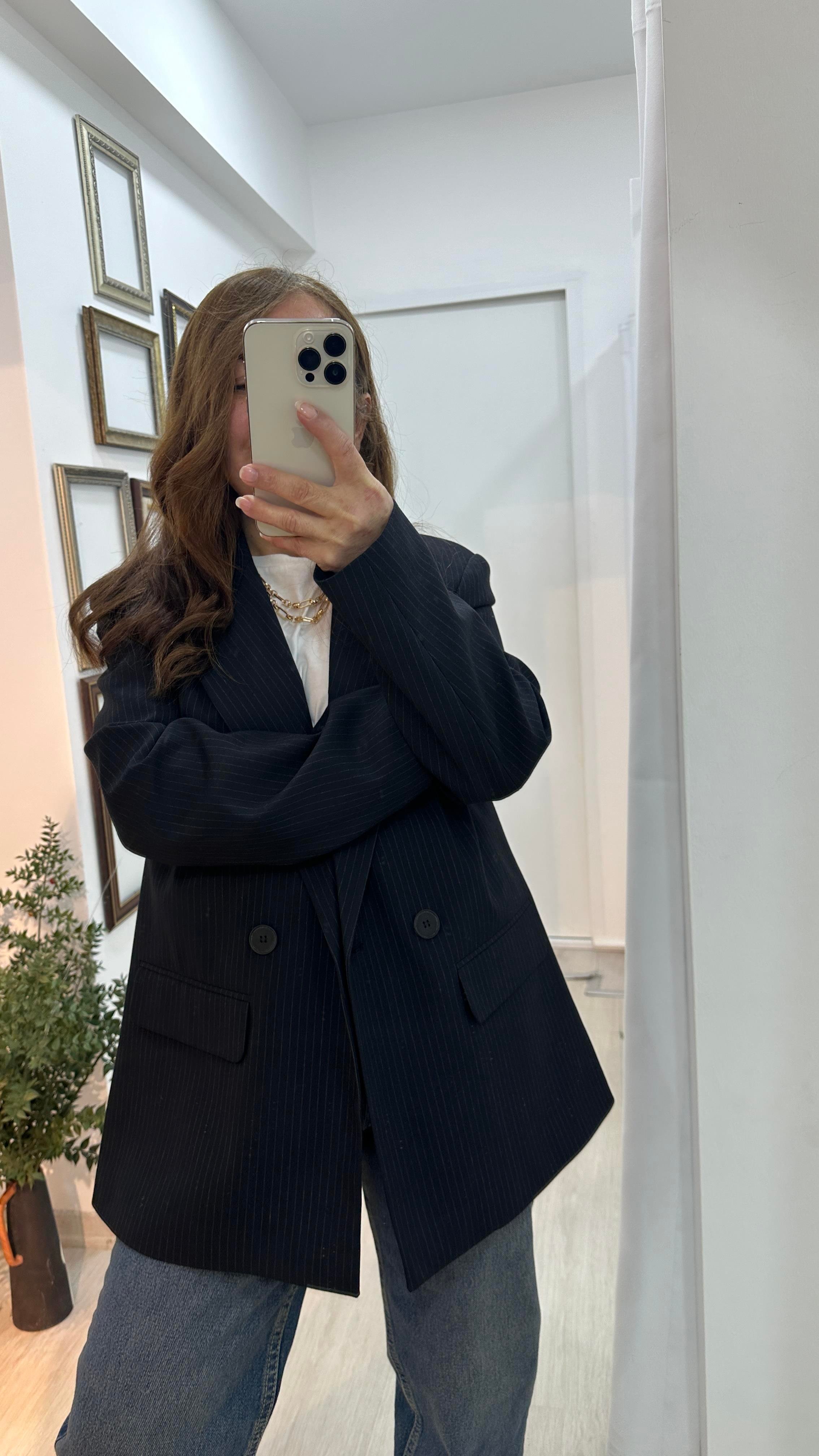 Çizgili Blazer CeketCeket03-CK0010