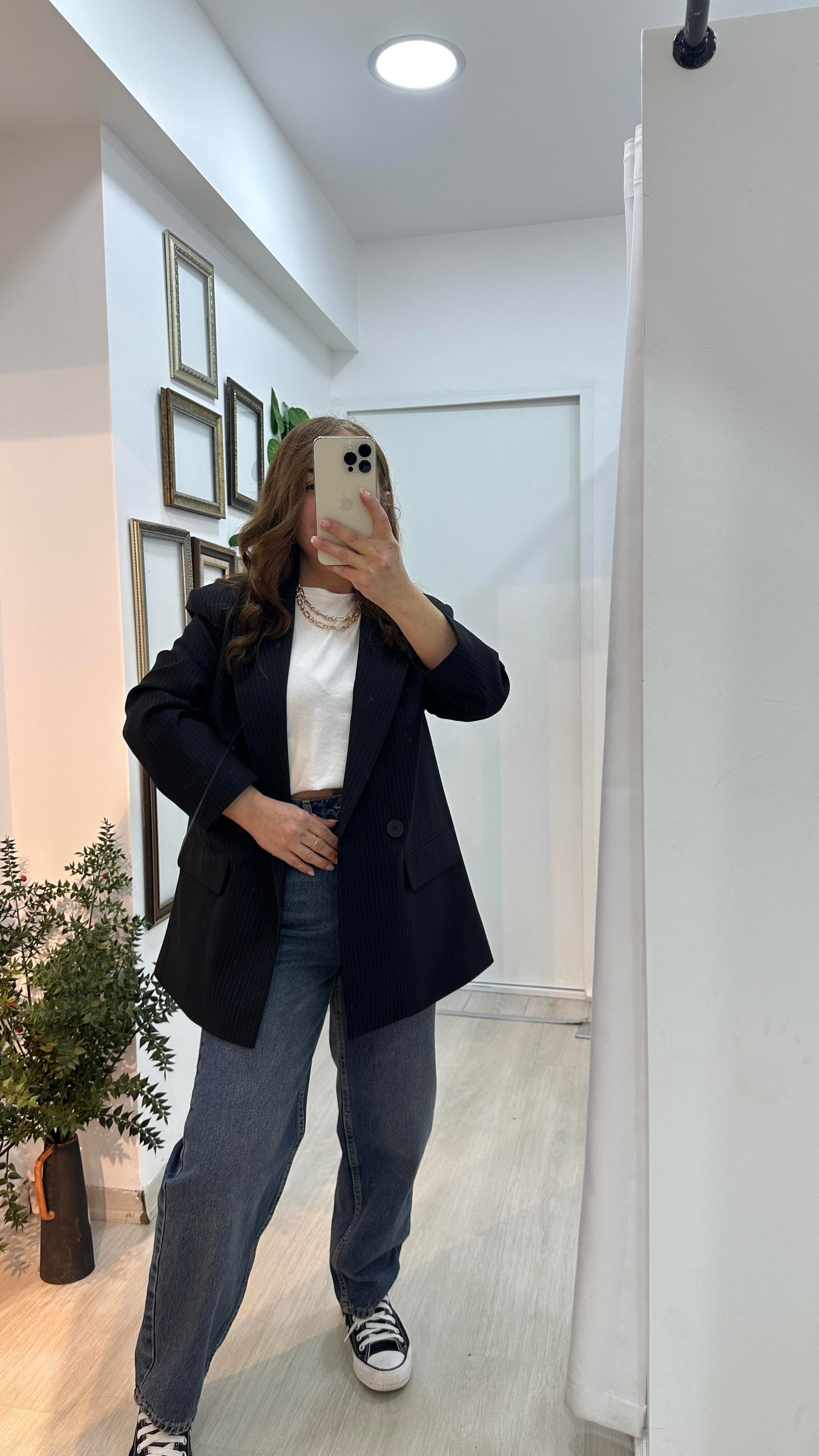 Çizgili Blazer CeketCeket03-CK0010