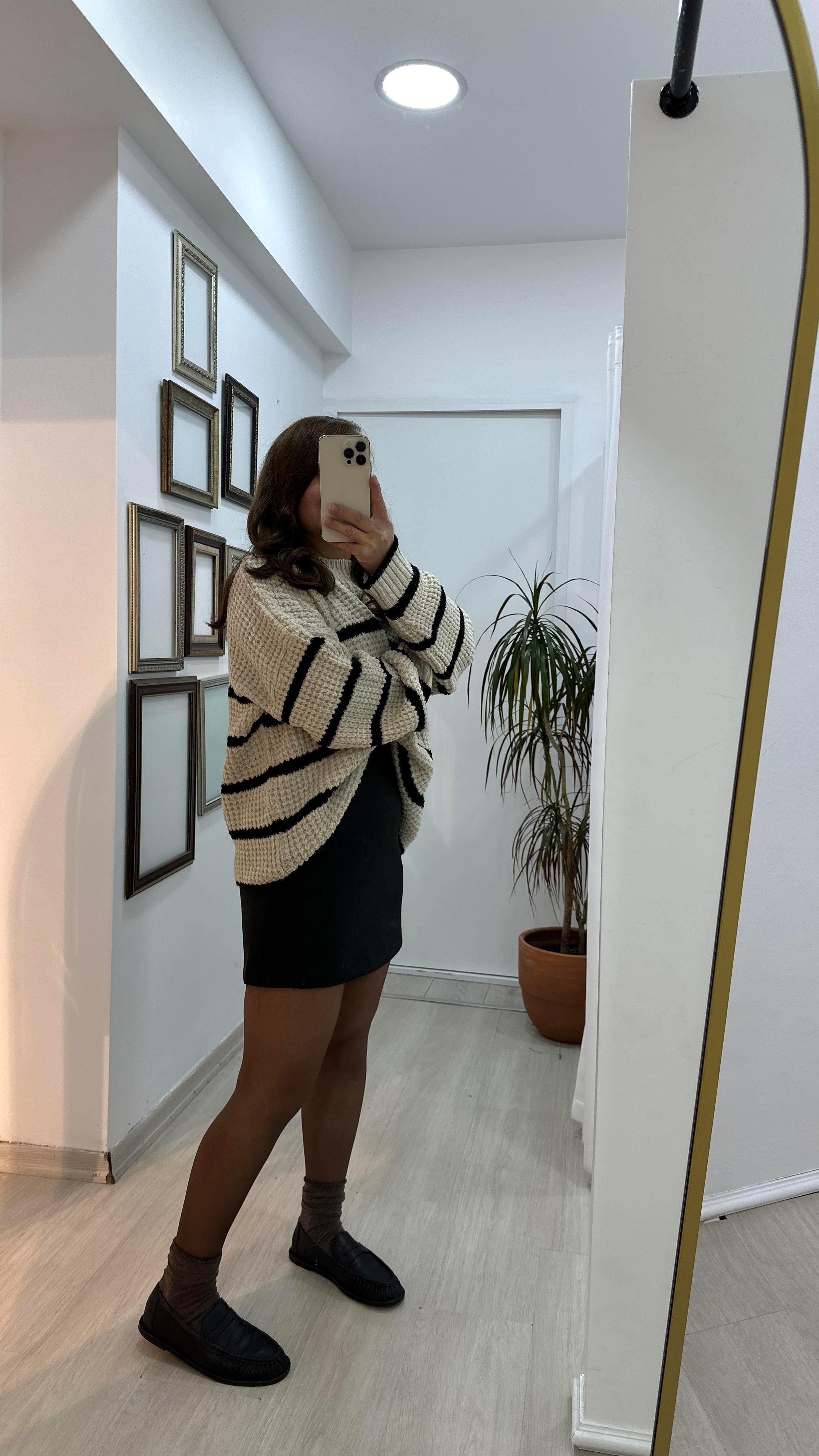 Çizgili Oversize Triko KazakTriko & Kazak02-TK0001