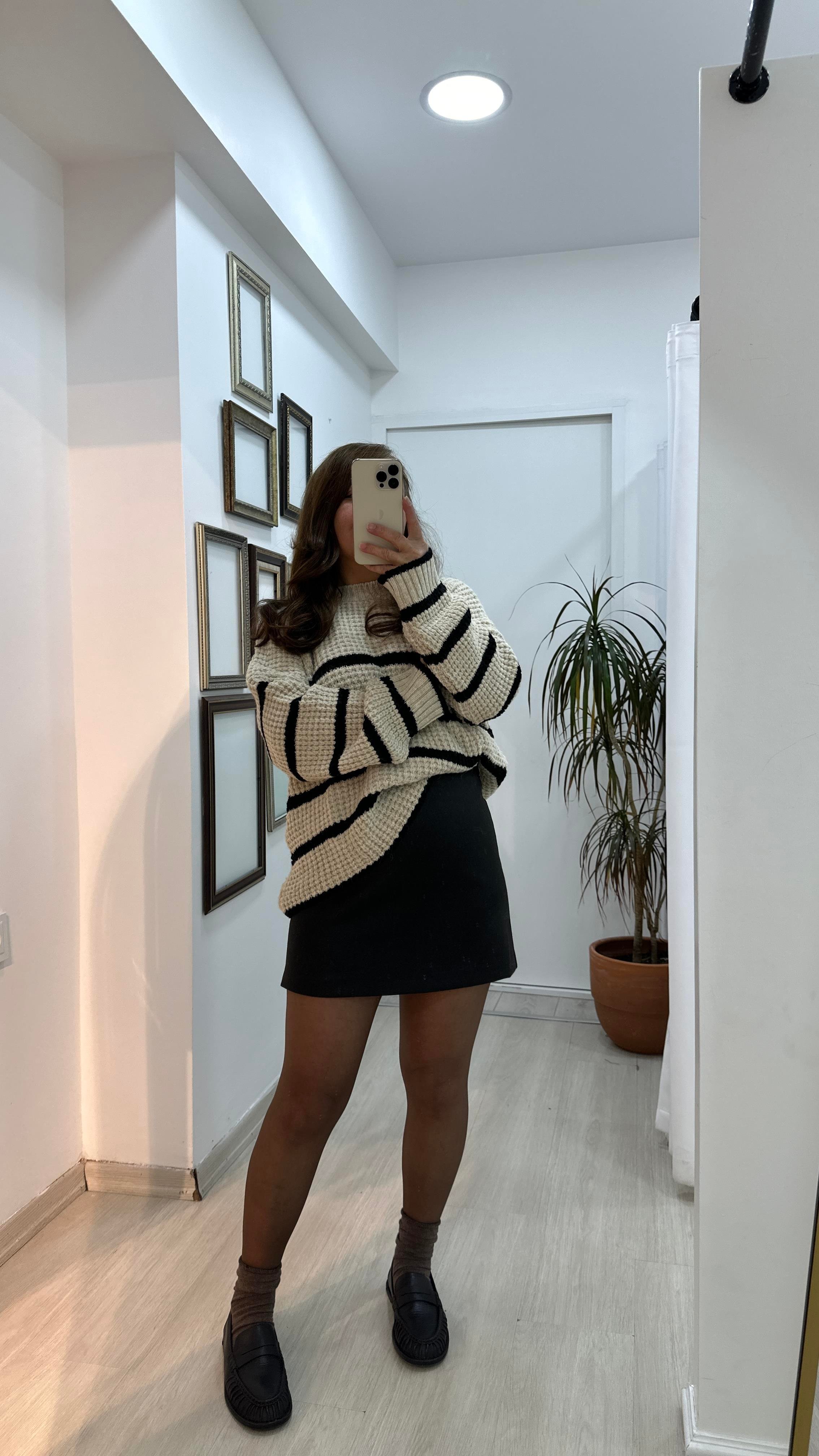 Çizgili Oversize Triko KazakTriko & Kazak02-TK0001