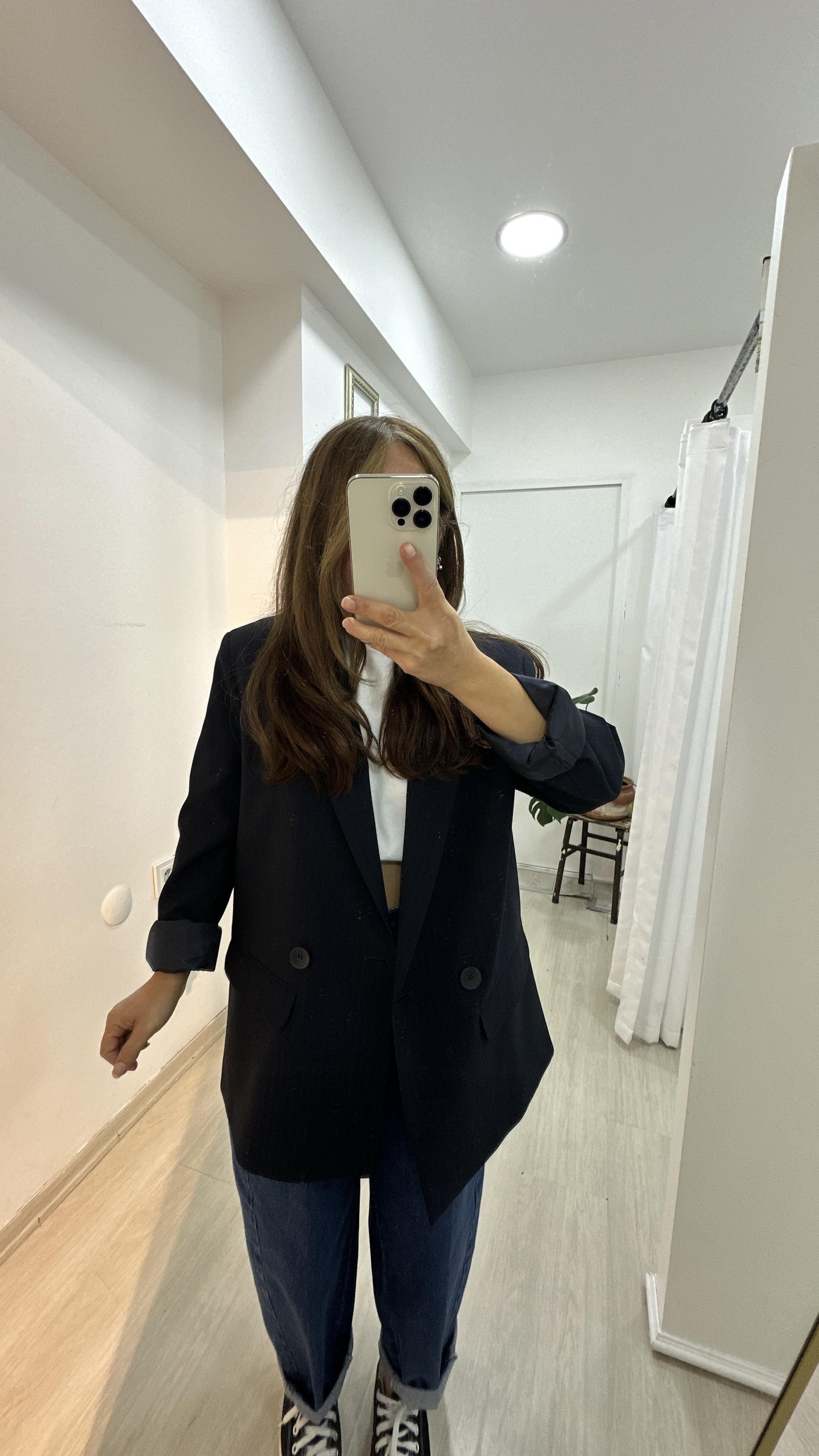 Lacivert Çizgili Blazer CeketCeket1C16