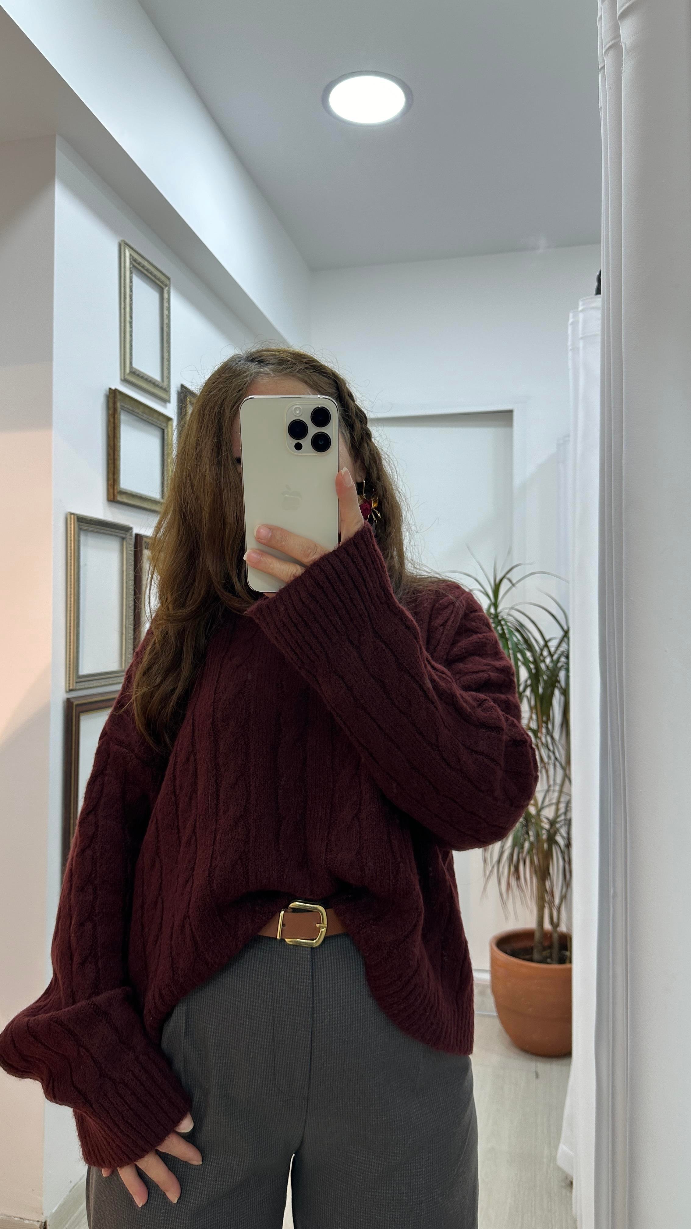 Örgü Desenli Oversize Triko KazakTriko & Kazak02-TK0002
