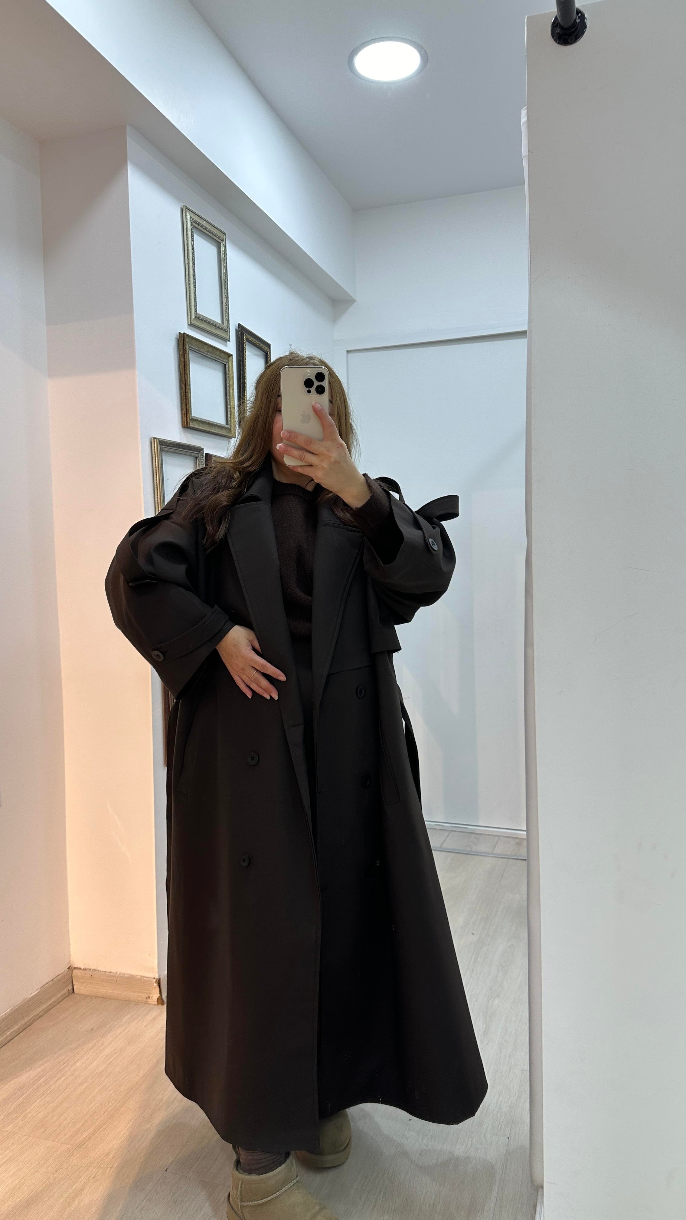 Oversize Açık Kahve TrençkotTrençkot03-TRÇ0001