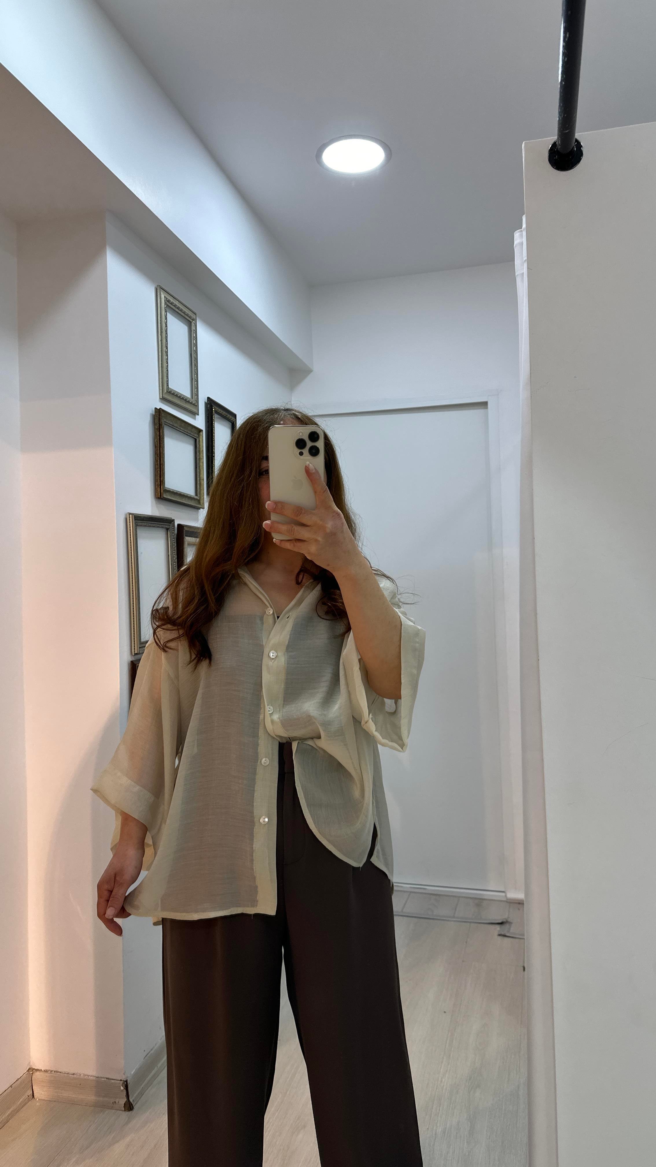 Oversize İpeksi Polyester Gömlek - TaşGömlek02-GK0010