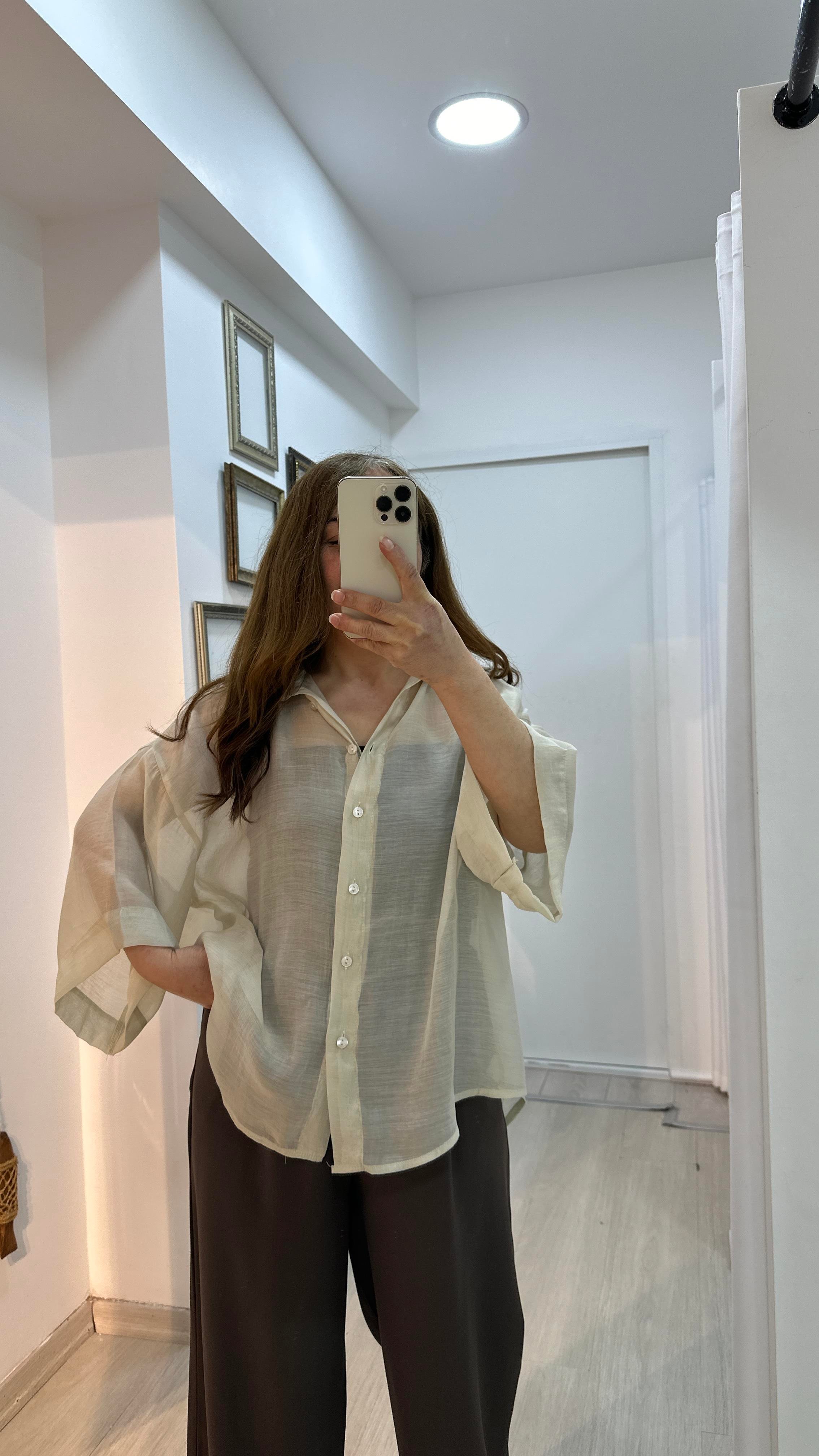 Oversize İpeksi Polyester Gömlek - TaşGömlek02-GK0010