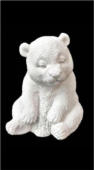 Boyasız Gerçekci Ayı 14 cm Taş Döküm