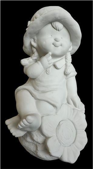 Çiçekli Kız Bahçe Biblosu Polyester Döküm  40 x 22 cm