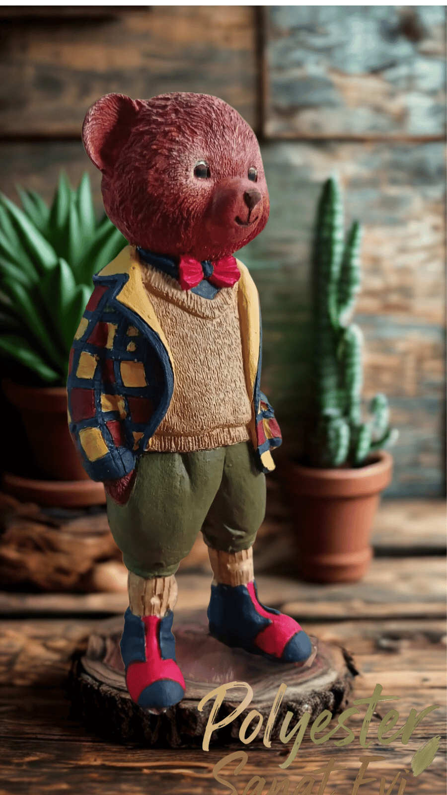 El boyaması Ayı fiğürü 15 cm polyester döküm