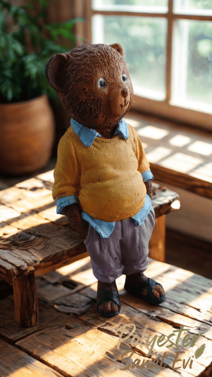 El boyaması Ayı fiğürü 15 cm polyester