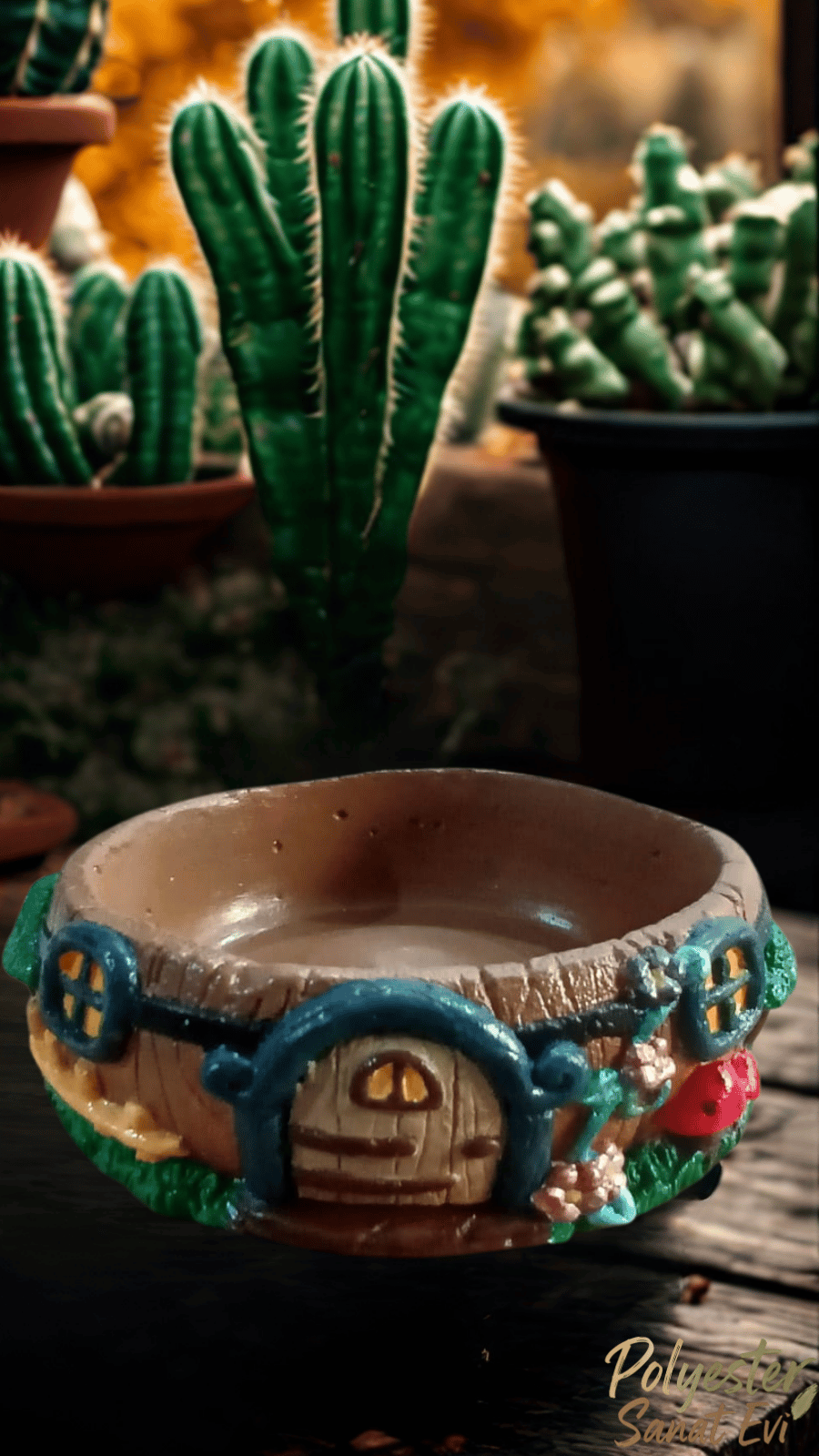 El boyaması dekoratif kase çapı 17cm