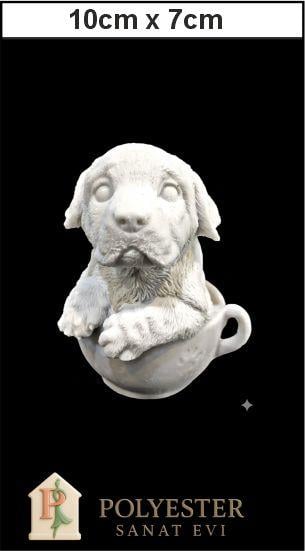 Fincan İçinde Yavru Köpek Ham Polyester Dekoratif Obje