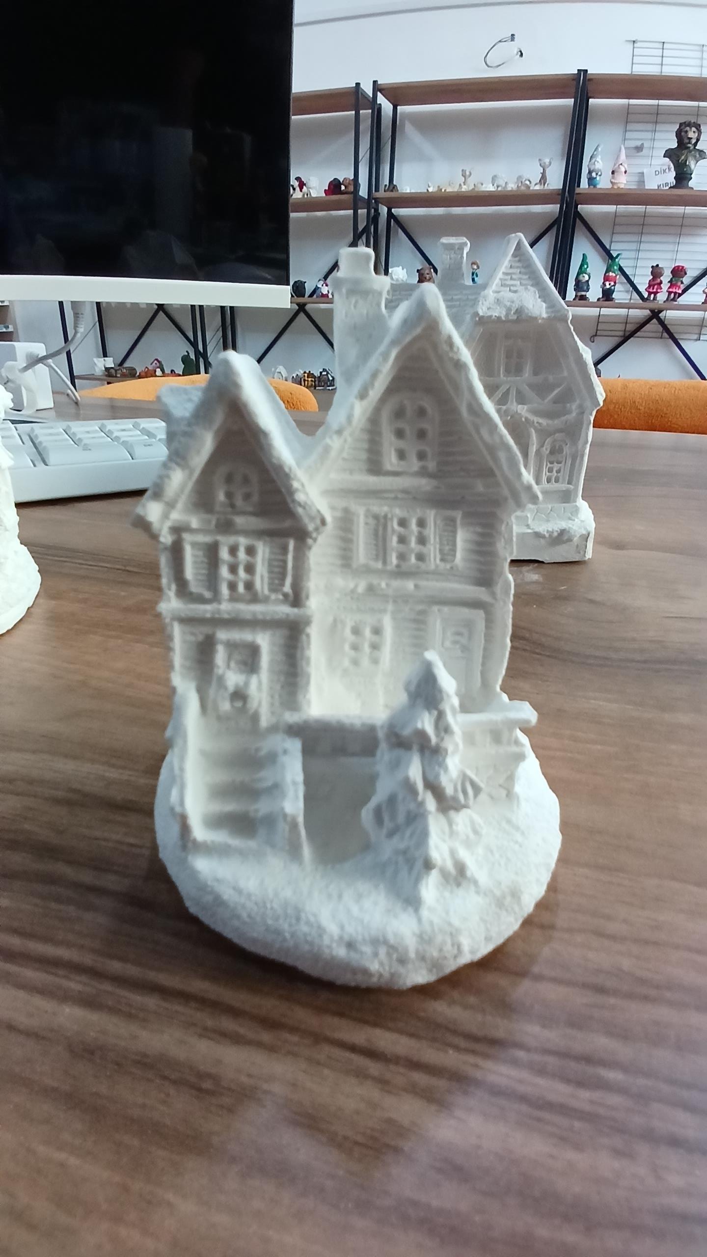 Ham boyasız minyatür ev set  11cm , 9 cm ,8cm 