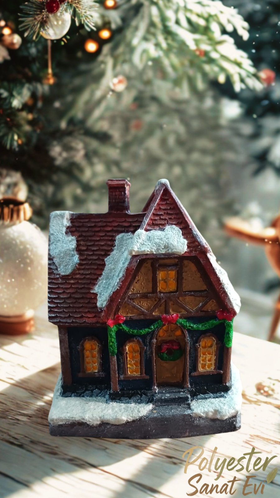 Noel Köyü Evleri  3lü Dekoratif Biblo