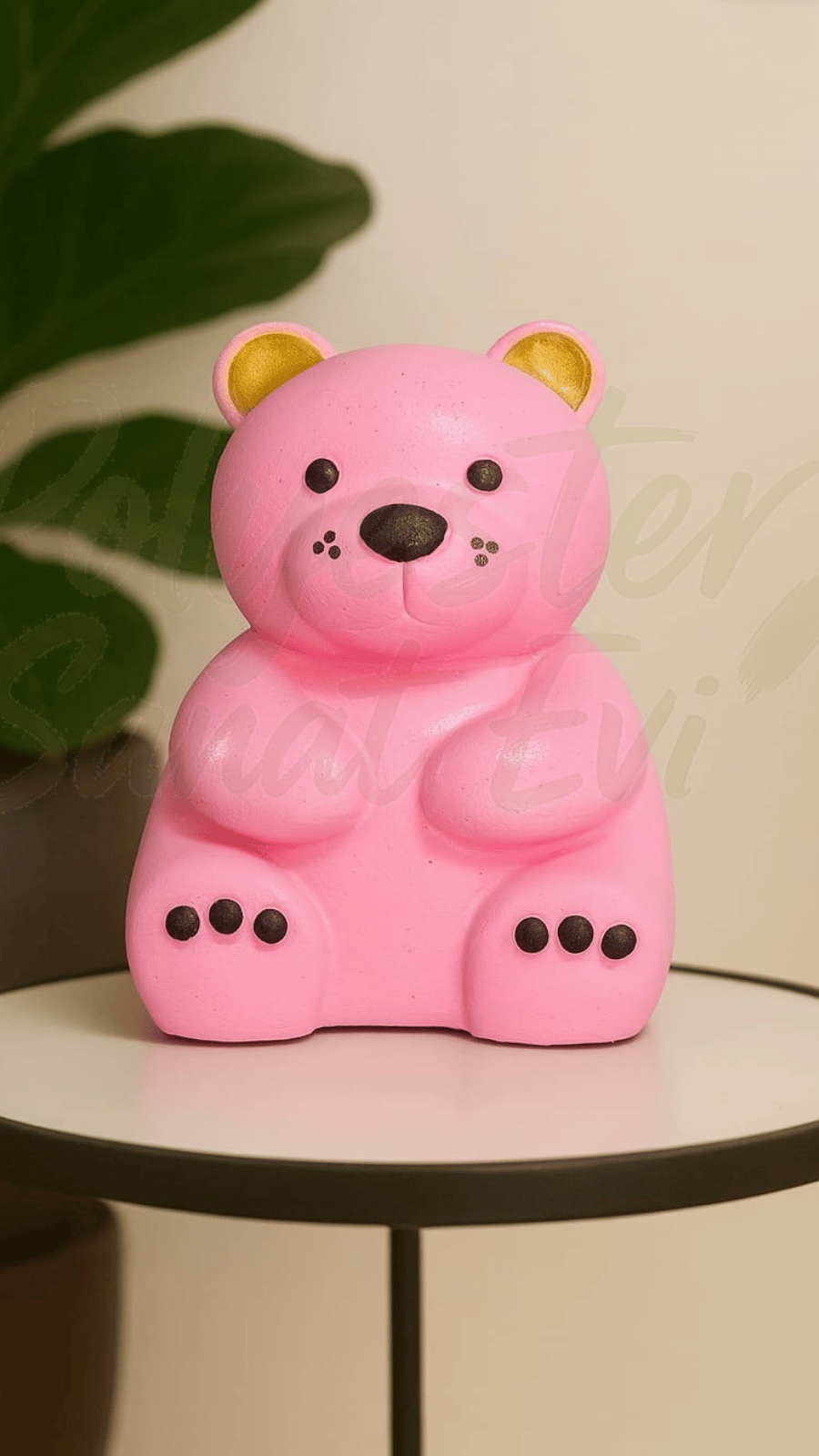 Sevimli Oturan Pembe Ayıcık biblo 