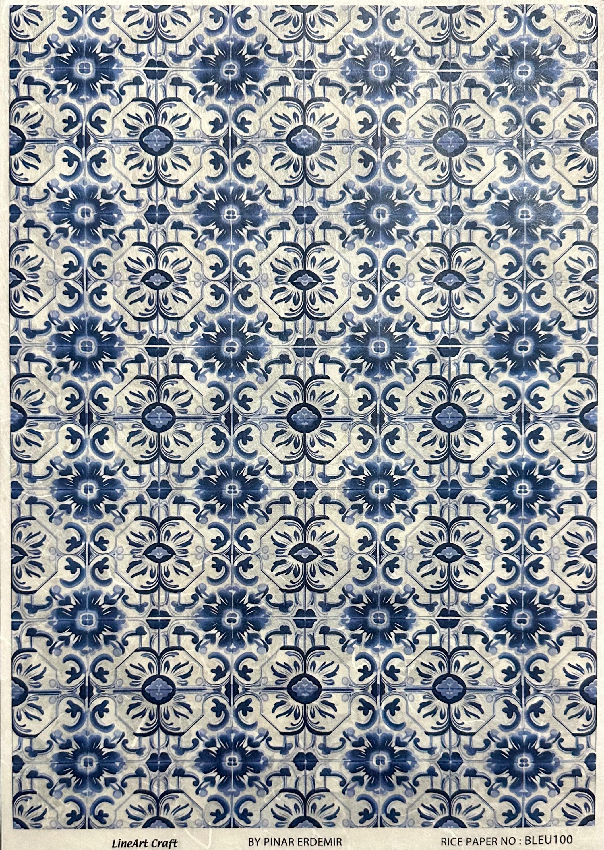 LİNEART PİRİNÇ DEKOPAJ KAĞIDI BLEU100