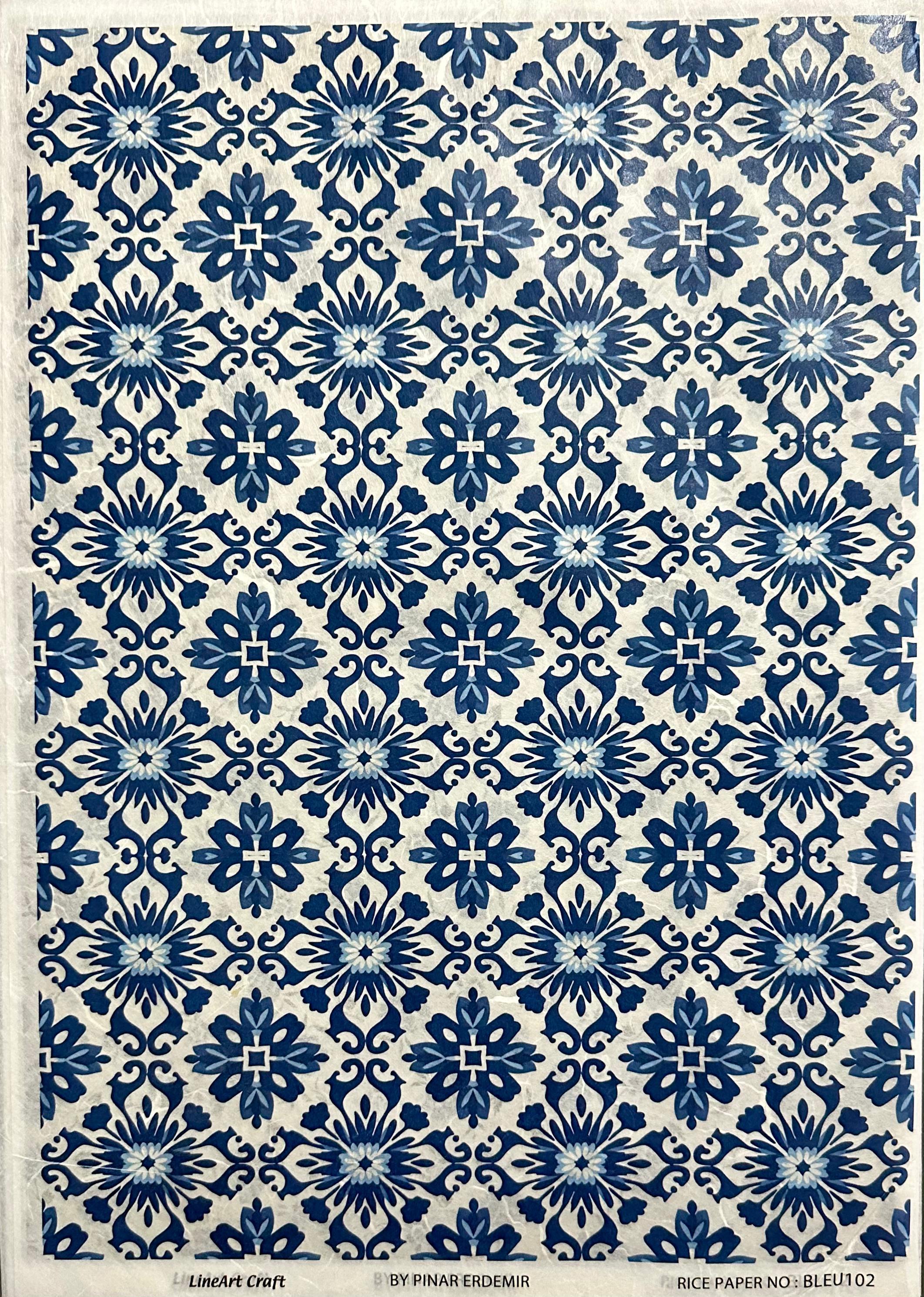 LİNEART PİRİNÇ DEKOPAJ KAĞIDI BLEU102